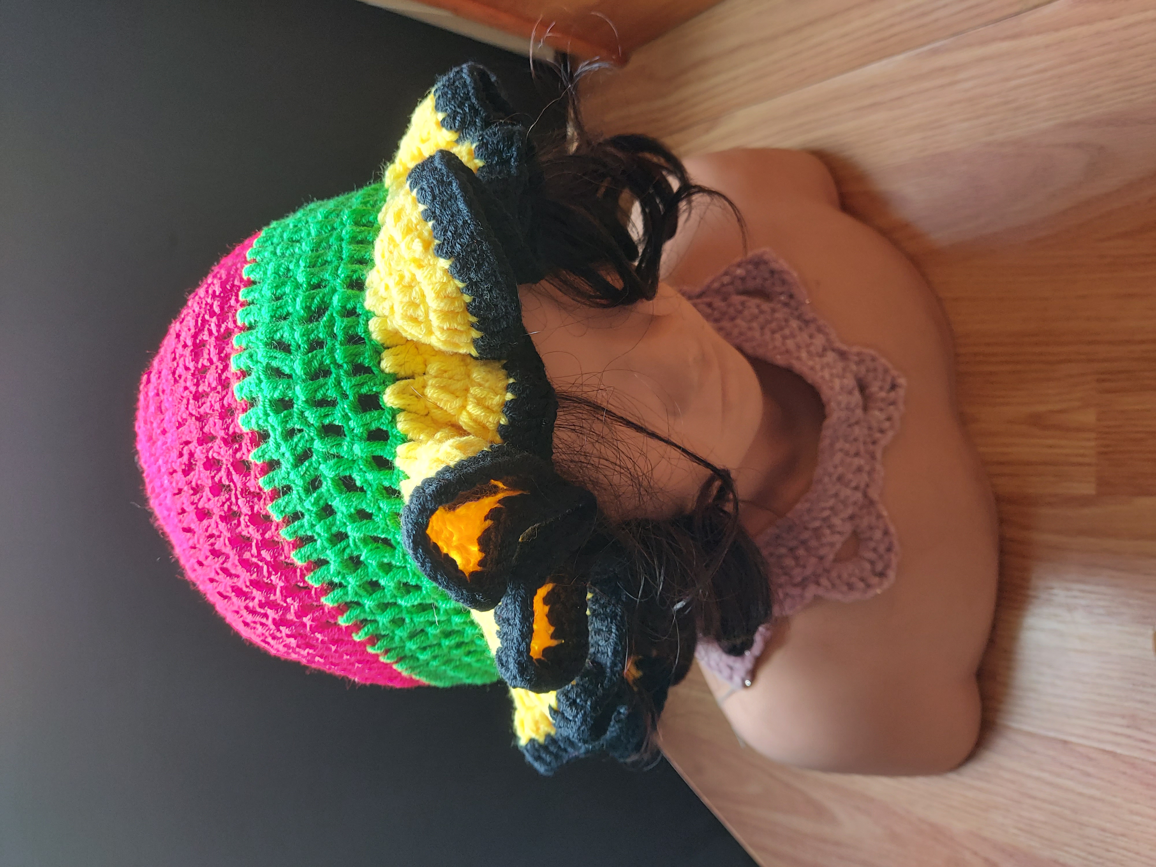 Colorful Africa Crochet Ruffle Hat