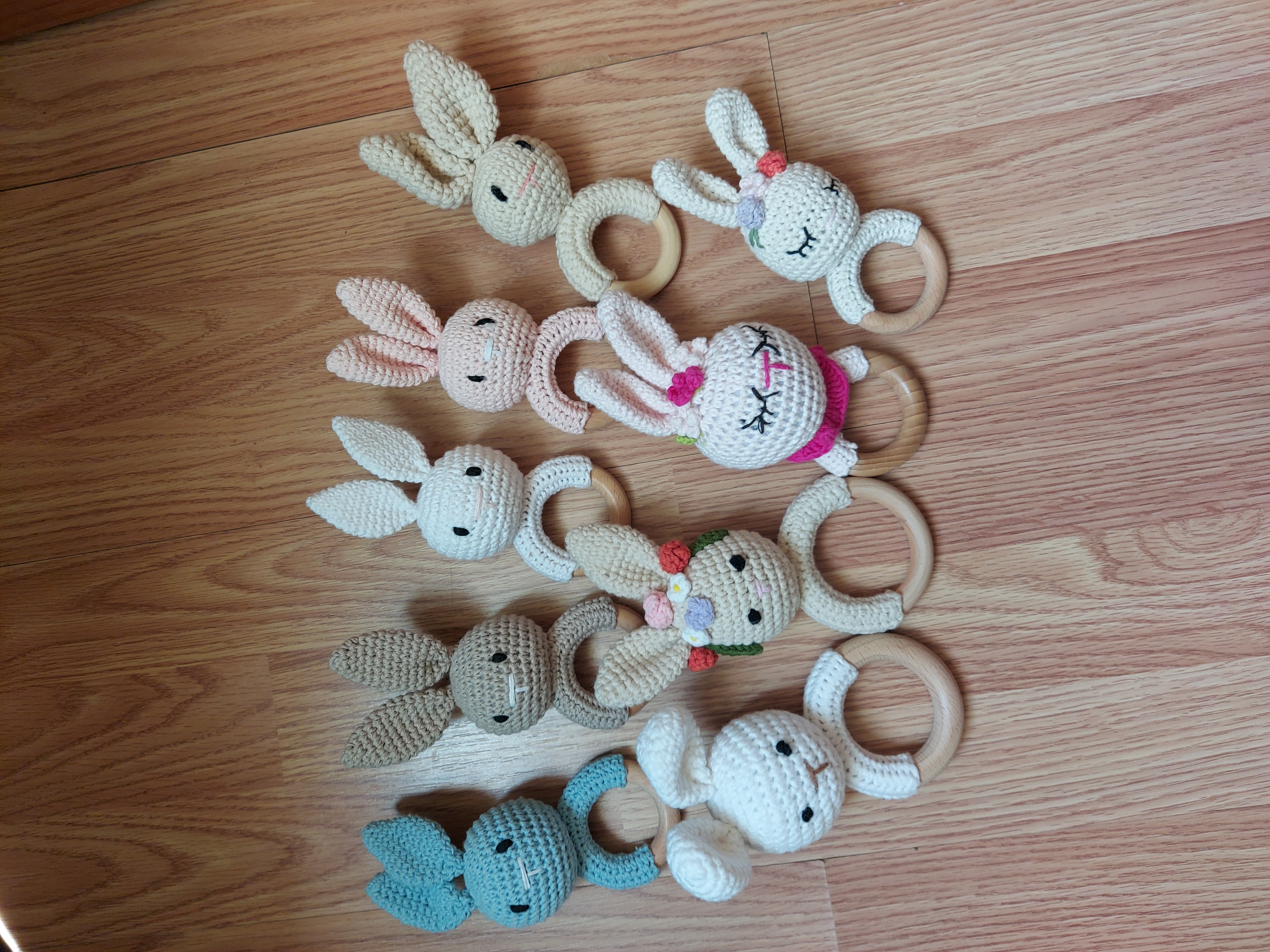Handmade Crochet Bunny Baby Rattles