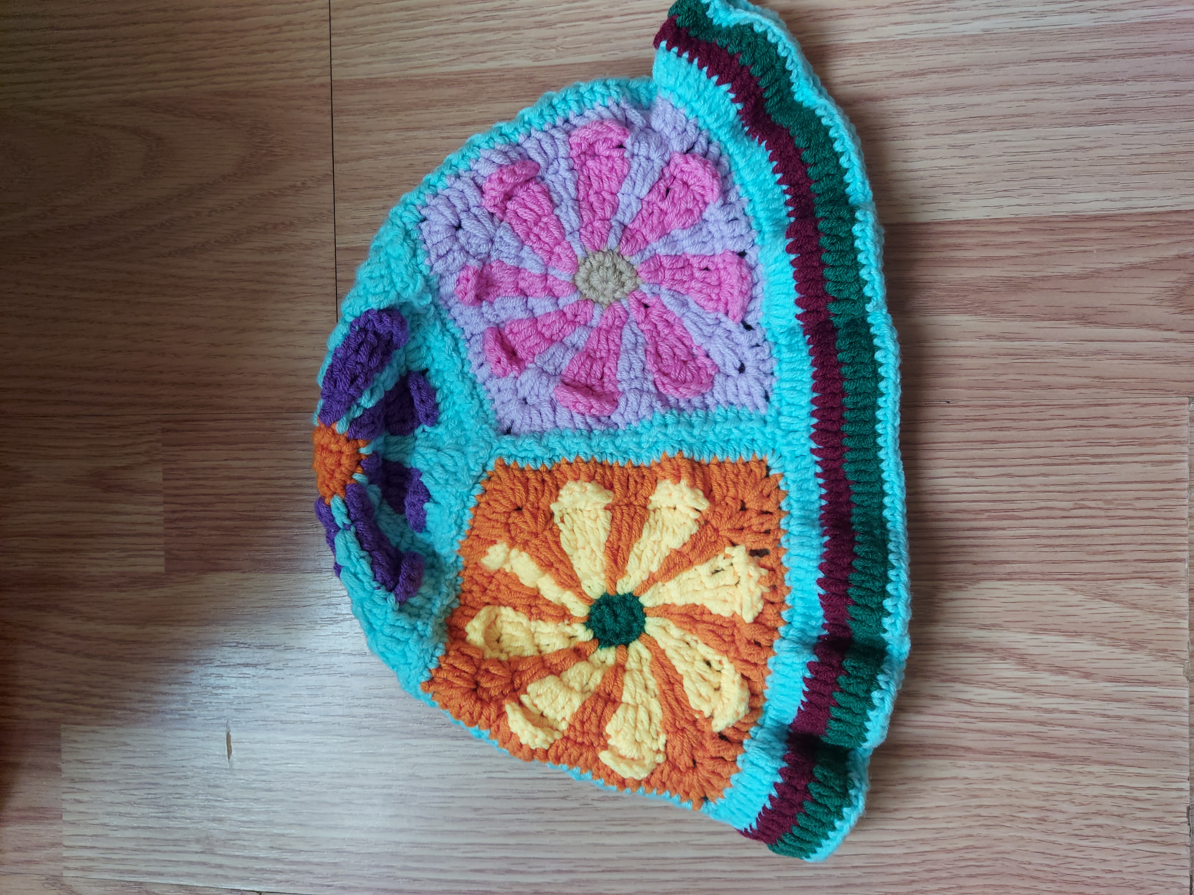 Colorful Crochet Bucket Hat With Granny Squares