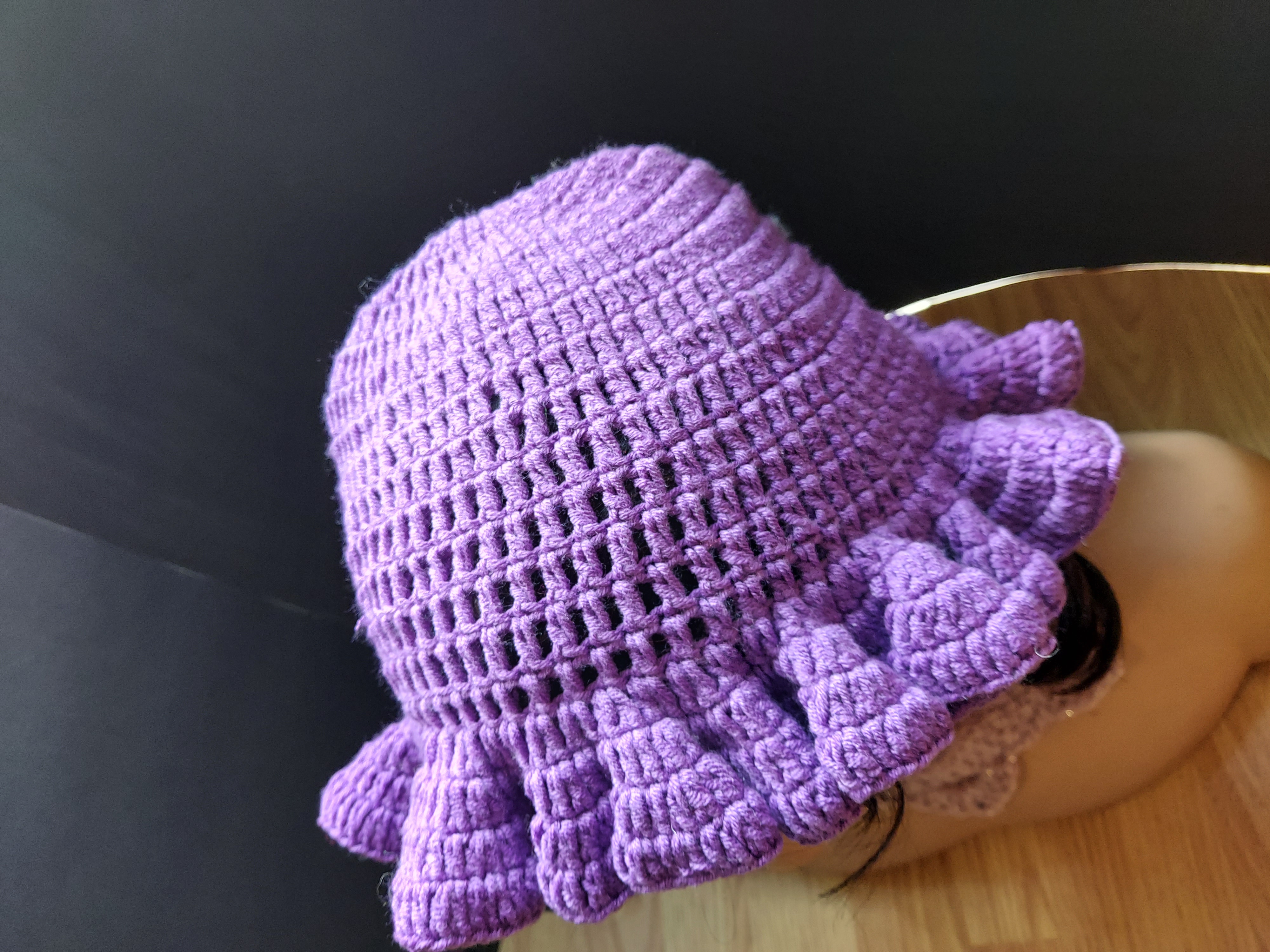 Purple Ruffle Crochet Hat