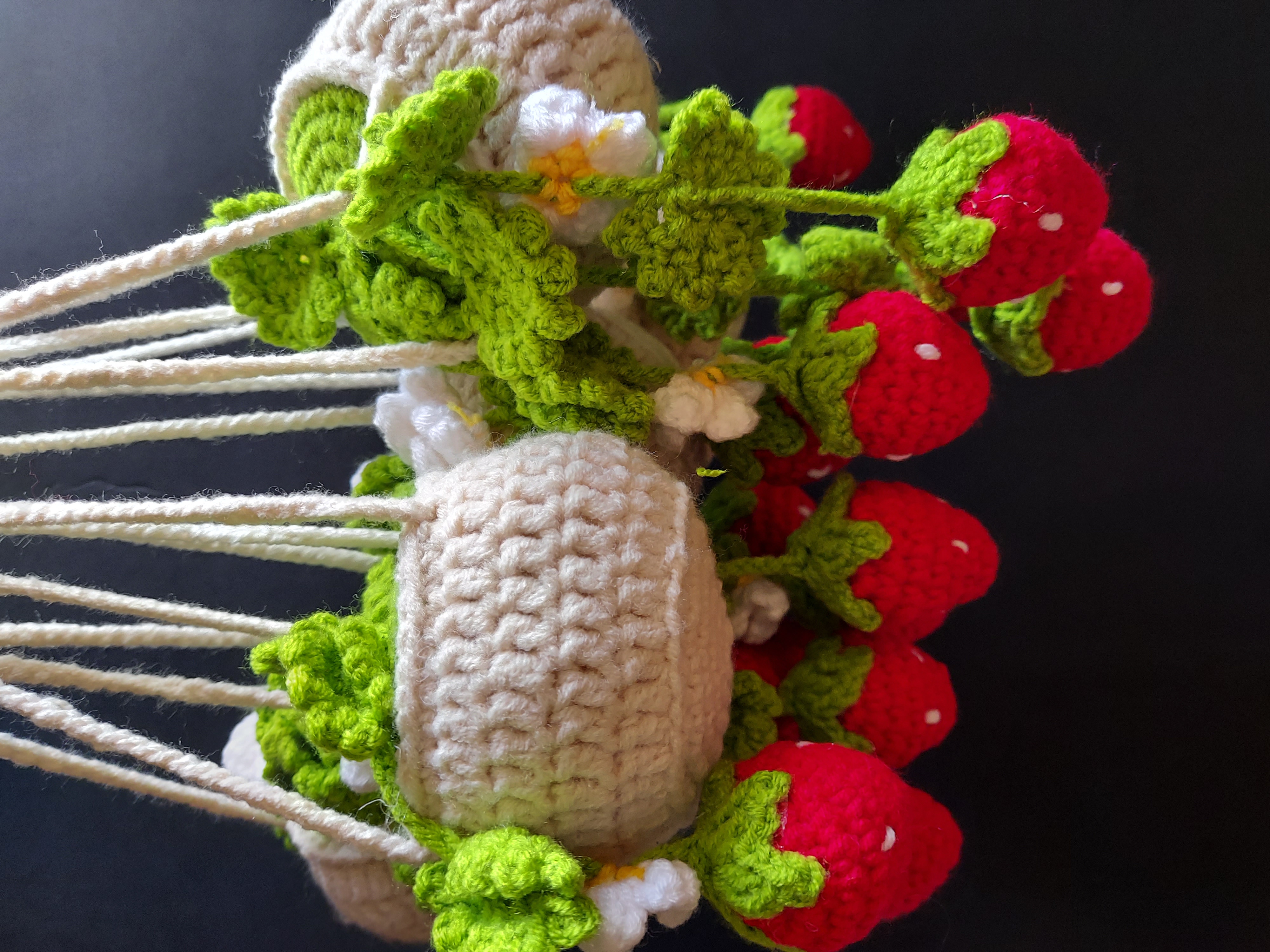 Car Mirror Crochet Strawberry Plant