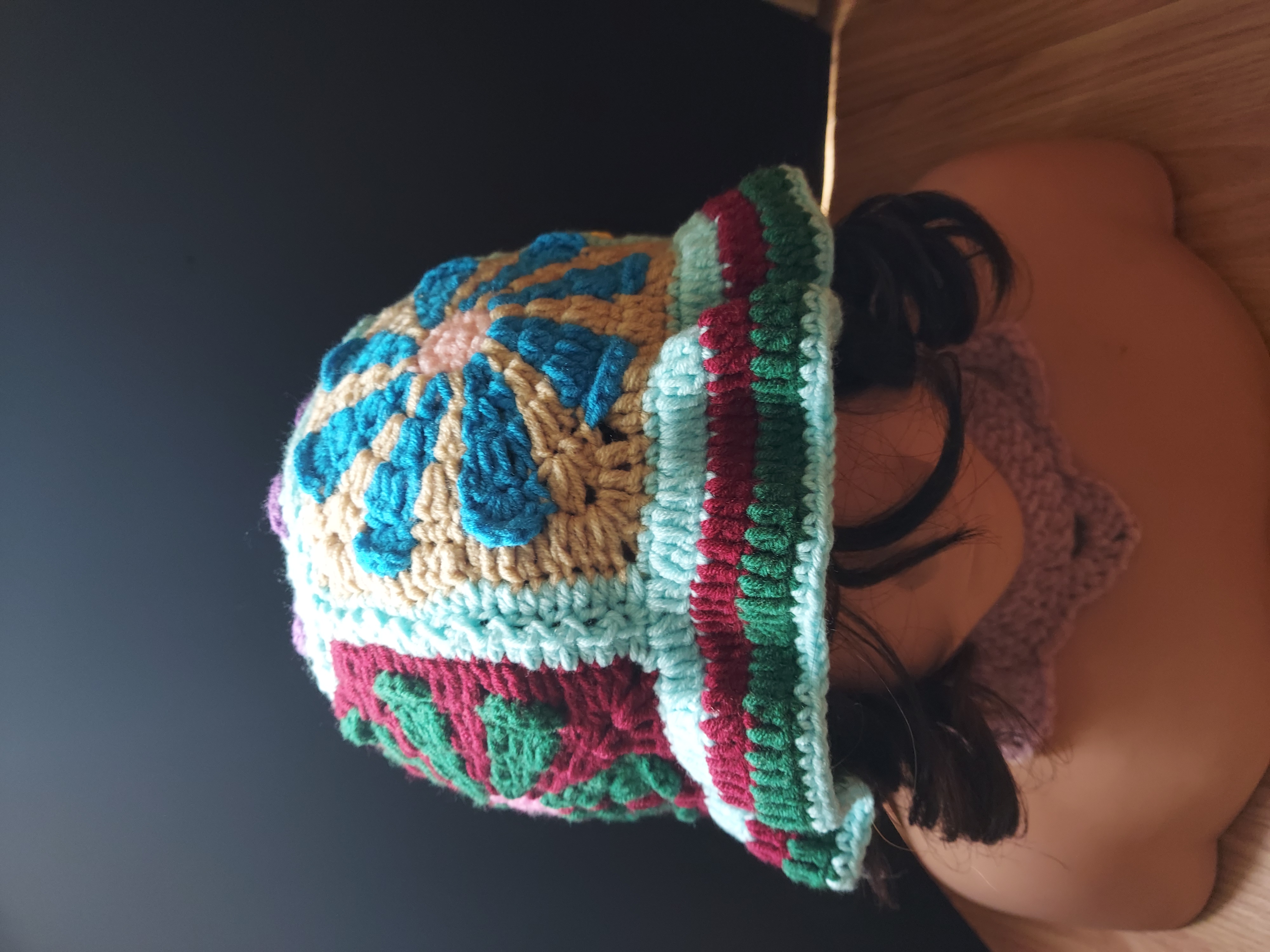 Colorful Crochet Bucket Hat With Granny Squares