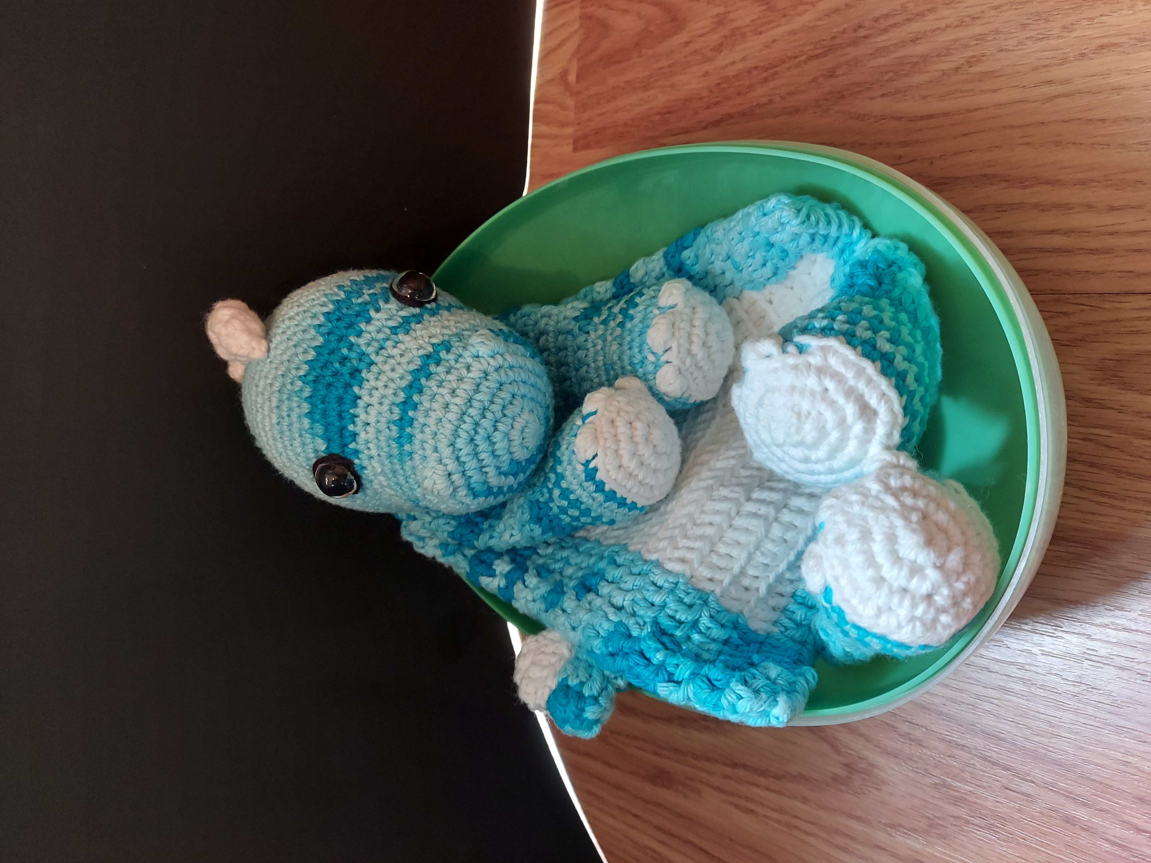 Handmade Crochet Blue Dinosaur Lovey