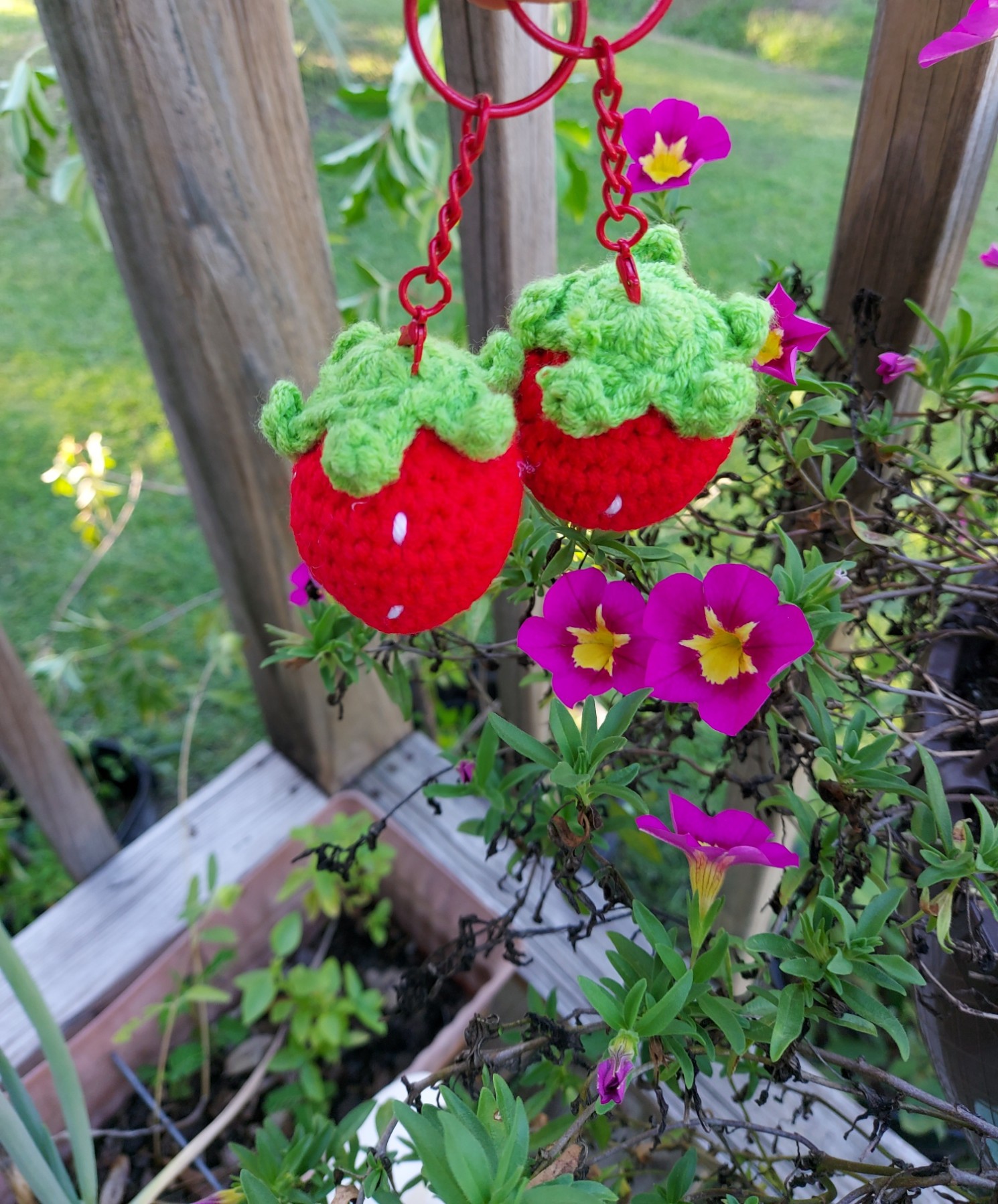 Handmade Crochet Strawberry Keychain