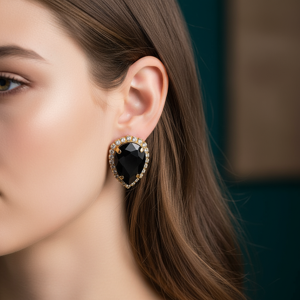 Elegant Black Gemstone Earrings