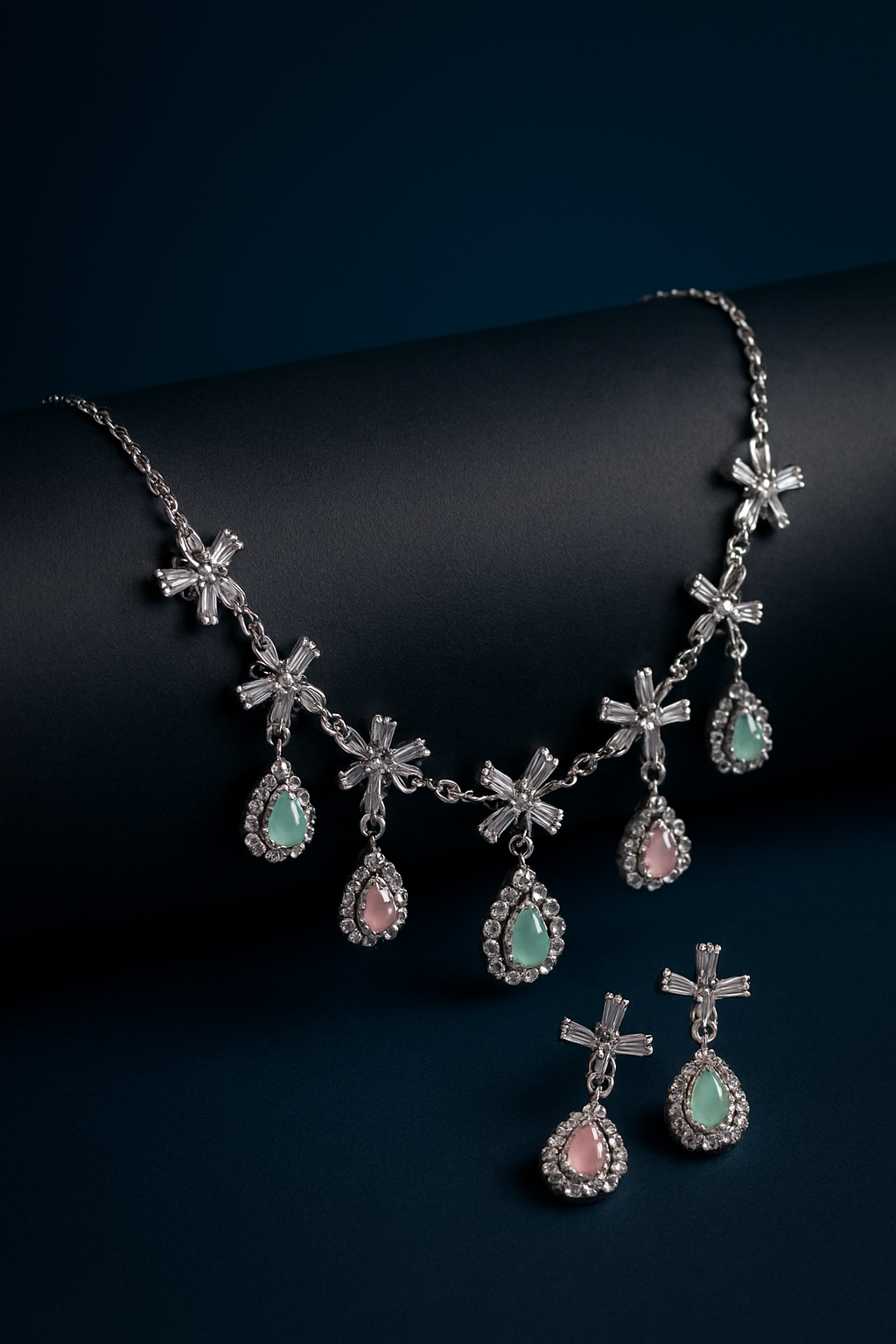 Elegant gemstone necklace and earring set