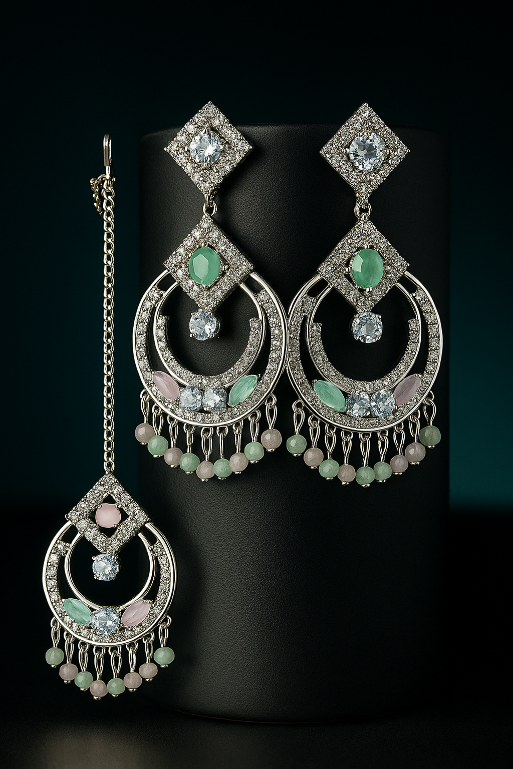 Elegant gemstone chandelier earrings