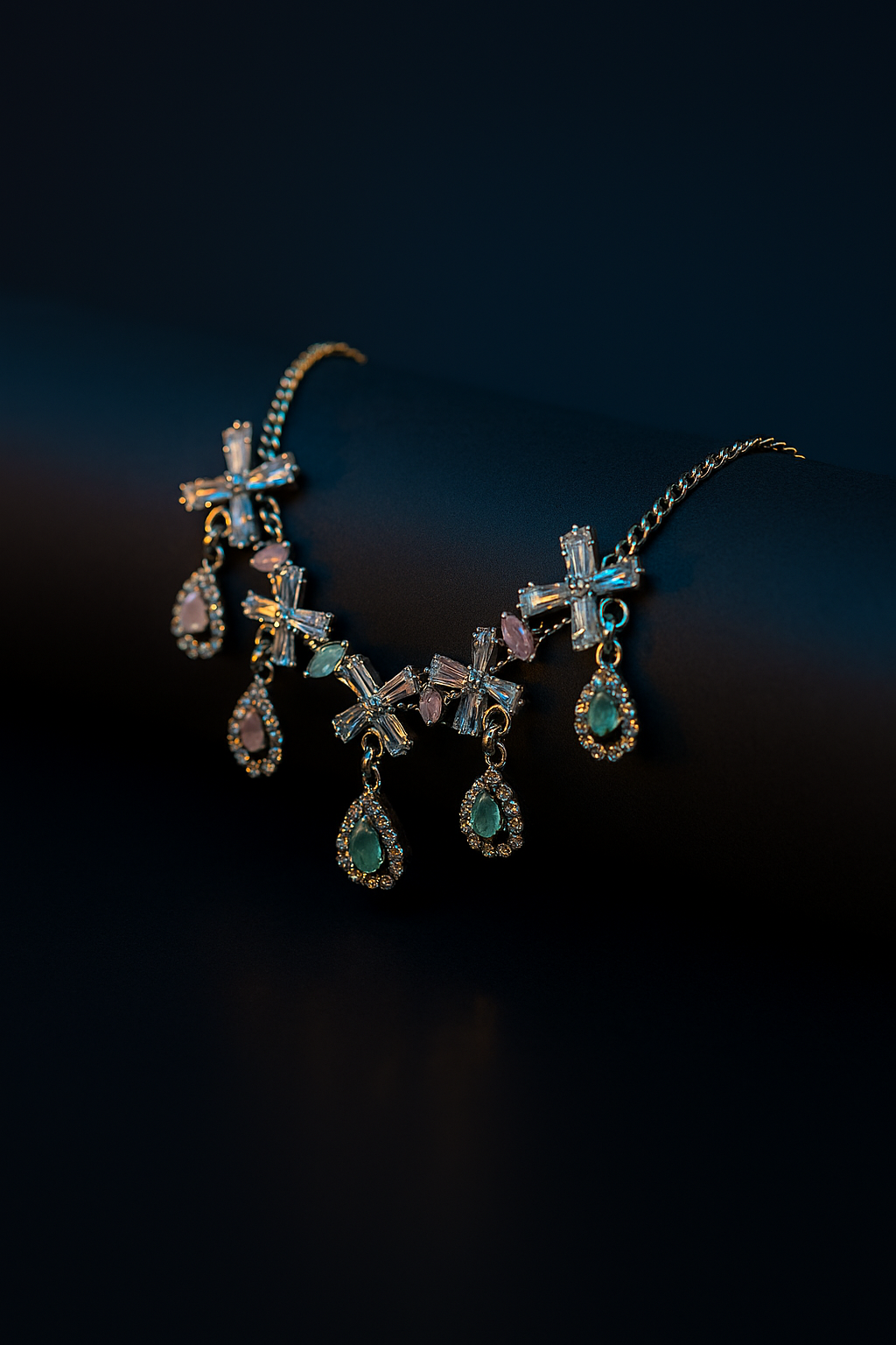 Elegant gemstone necklace and earring set