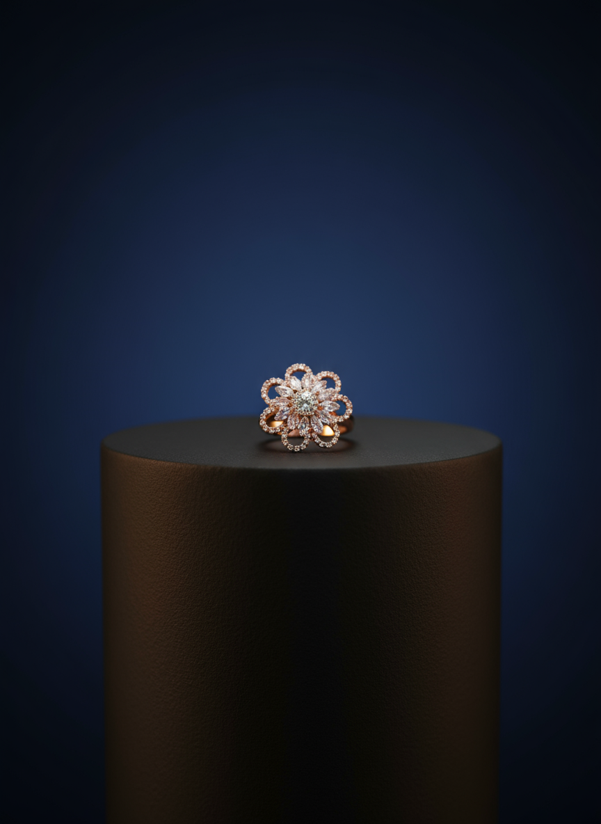 Elegant Floral Gold Rings