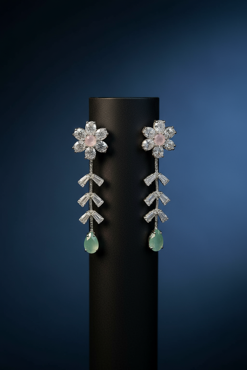 Elegant Floral Gemstone Jewelry Set