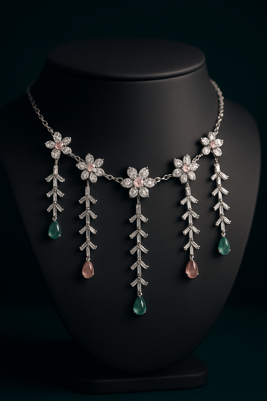Elegant Floral Gemstone Jewelry Set