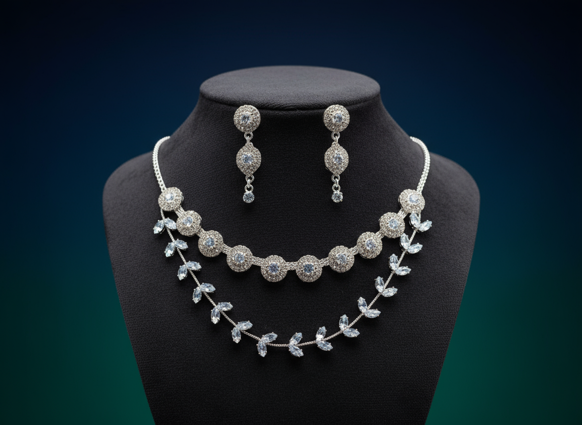 Elegant Crystal Necklace and Earrings Set