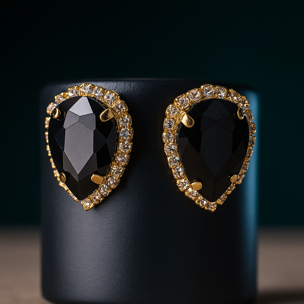 Elegant Black Gemstone Earrings