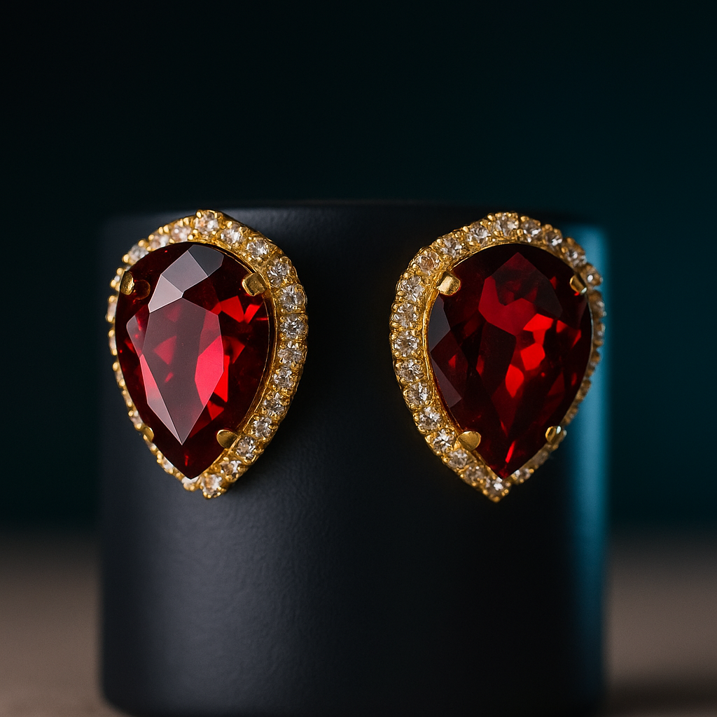 Elegant Red Gemstone Earrings