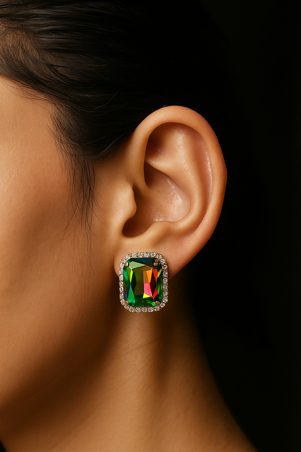 Rainbow Crystal Stud Earrings