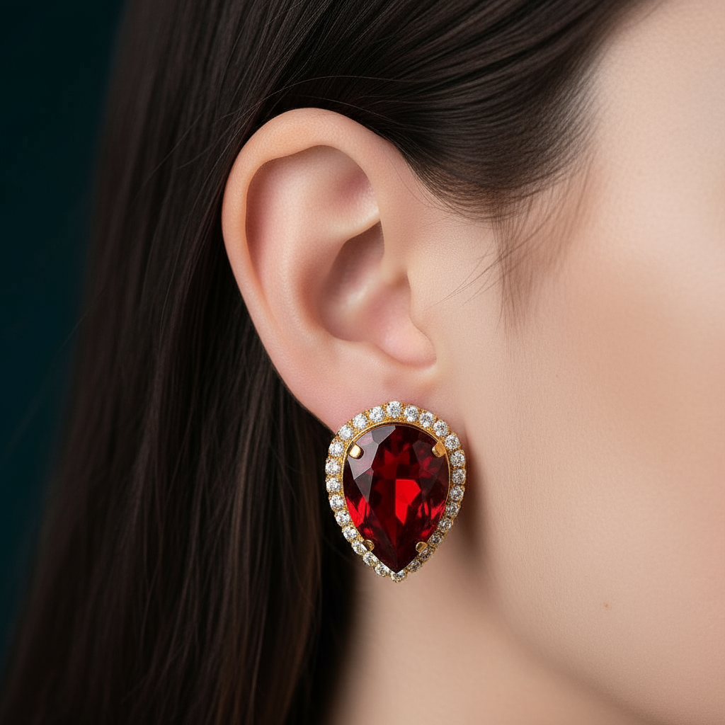 Elegant Red Gemstone Earrings