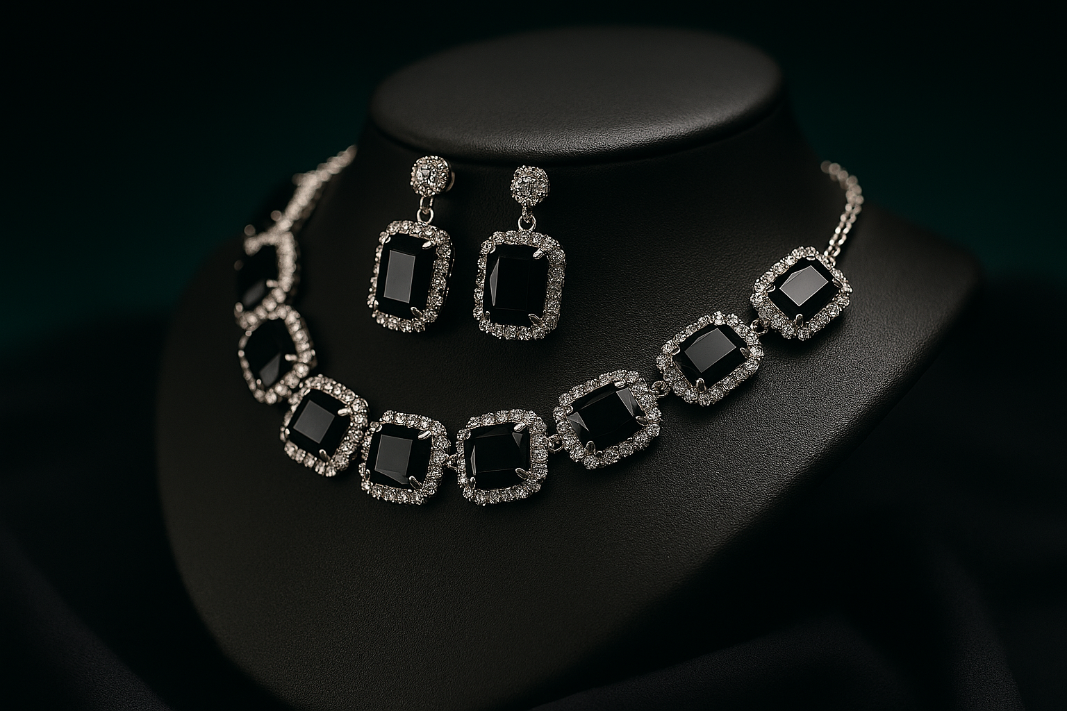 Black Gemstone Jewelry Set