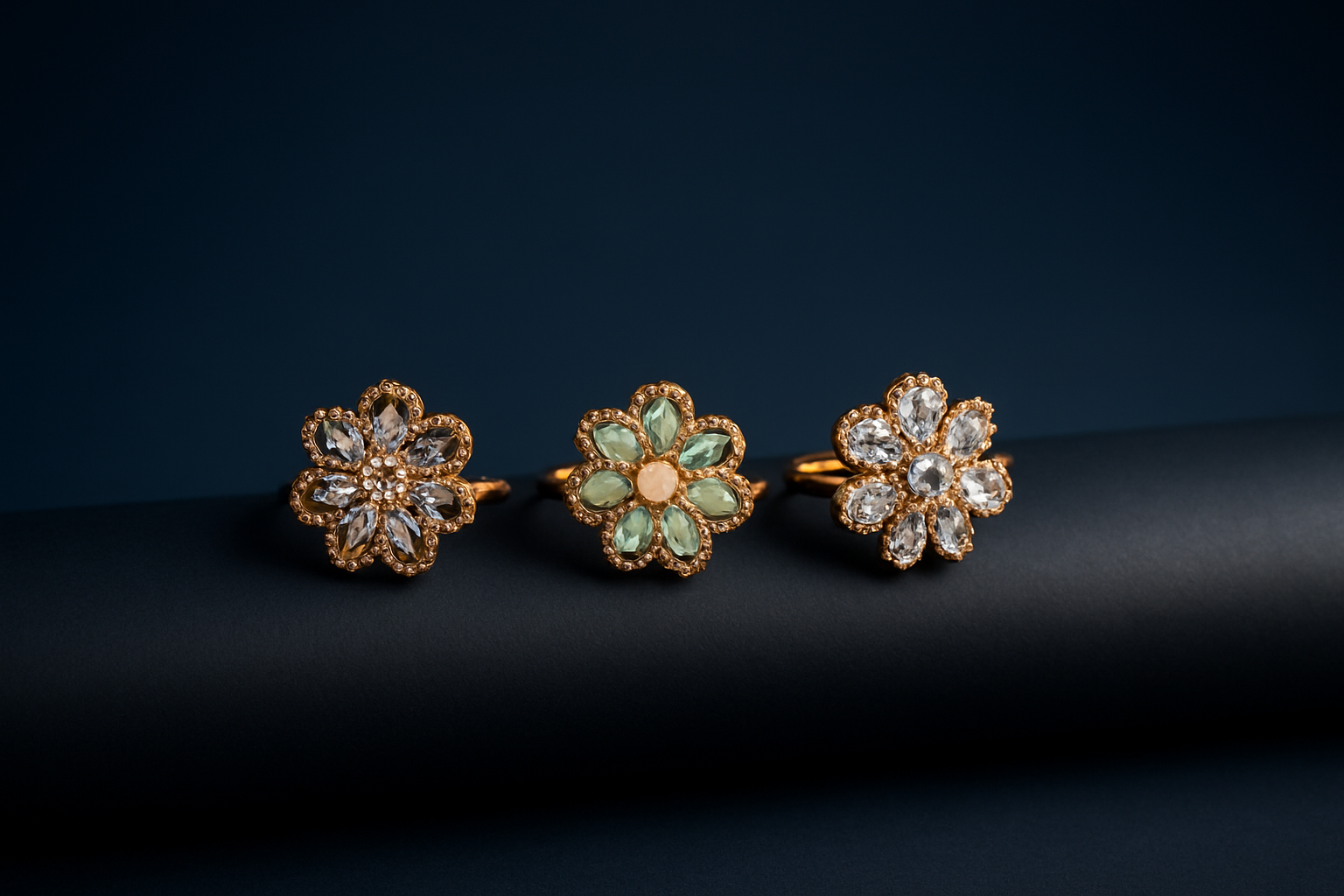 Elegant Floral Gold Rings