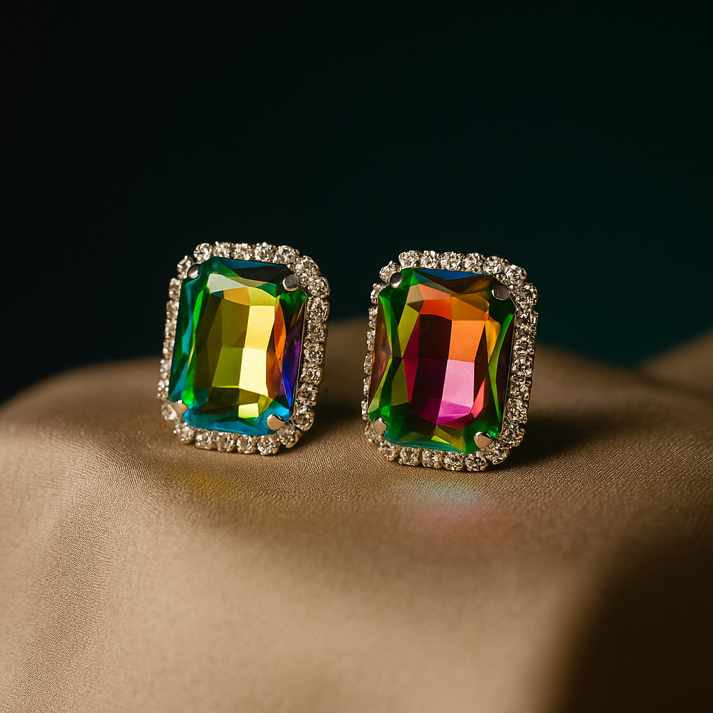 Rainbow Crystal Stud Earrings