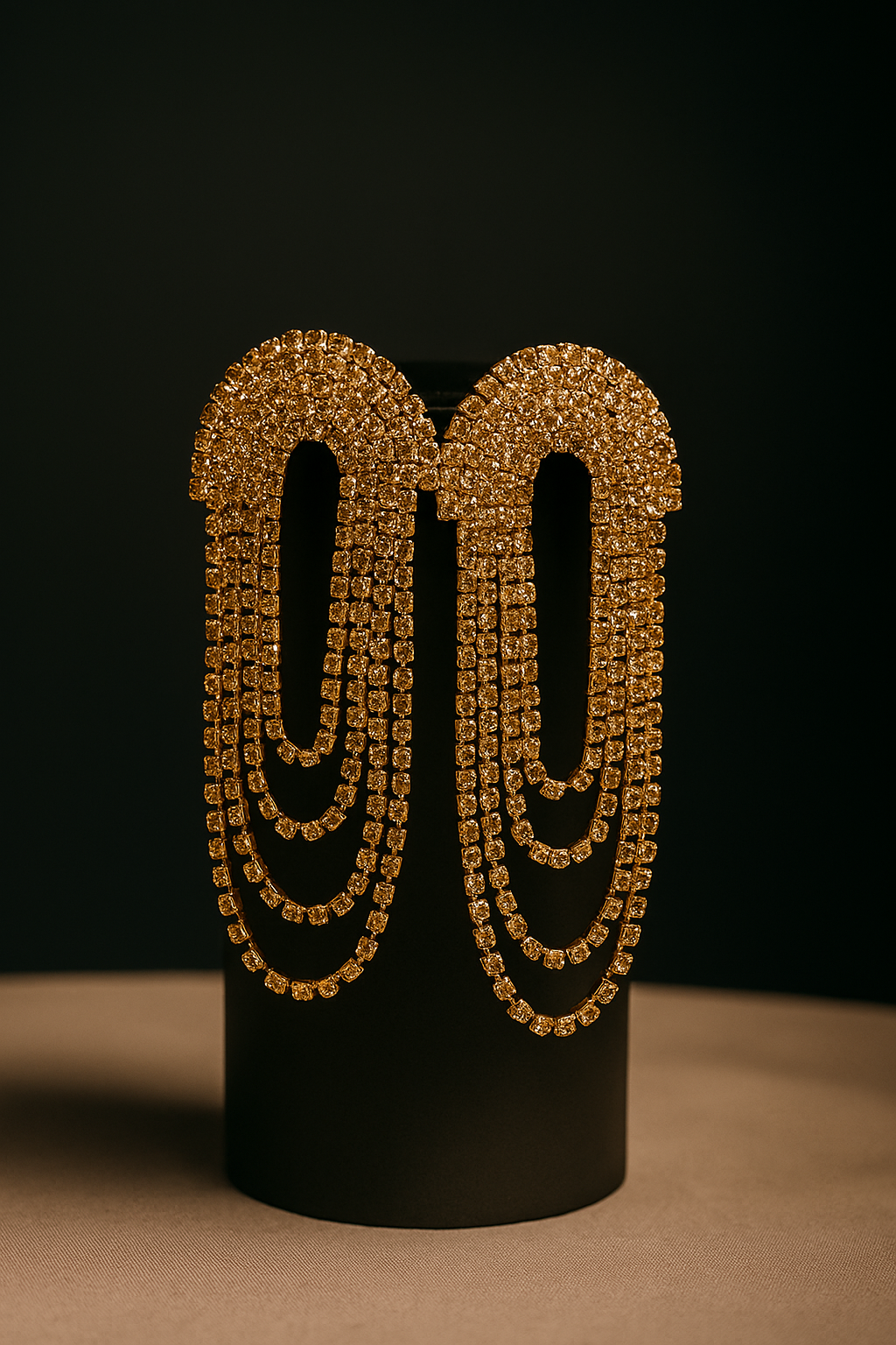 Gold Rhinestone Chandelier Earrings