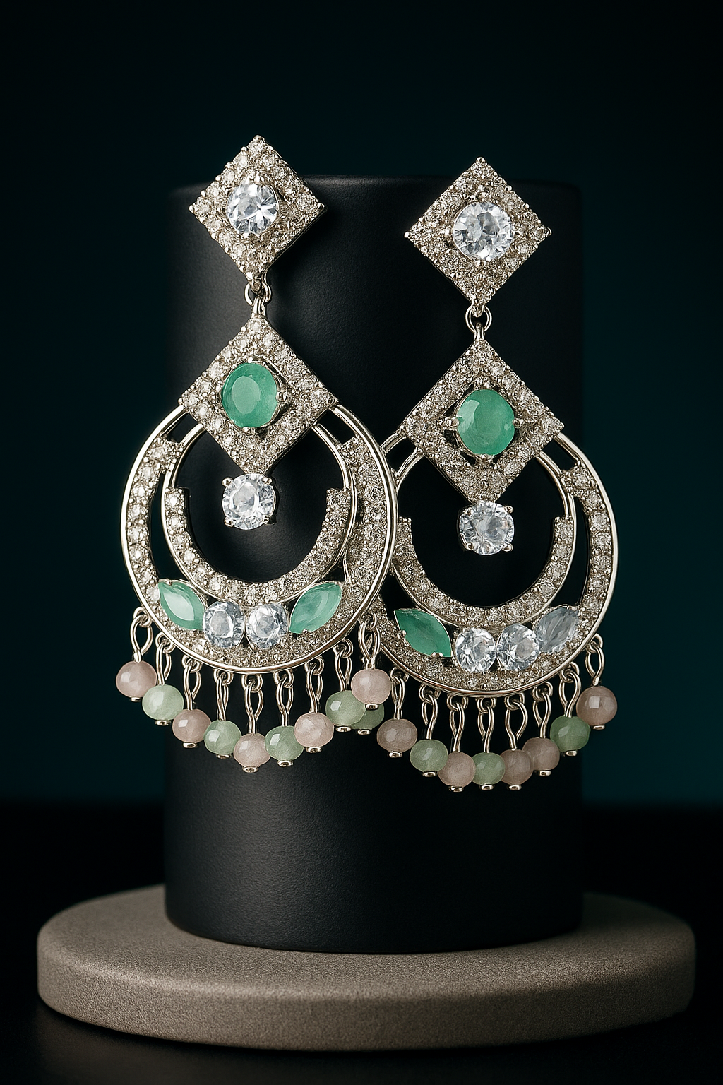 Elegant gemstone chandelier earrings