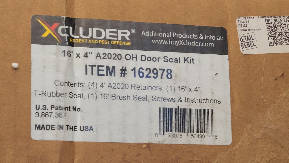 Xcluder 16" x 4" A2020 OH Door Seal Kit