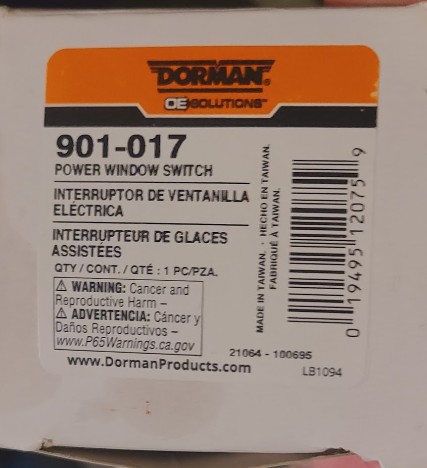 Dorman Power Window Switch 901-017