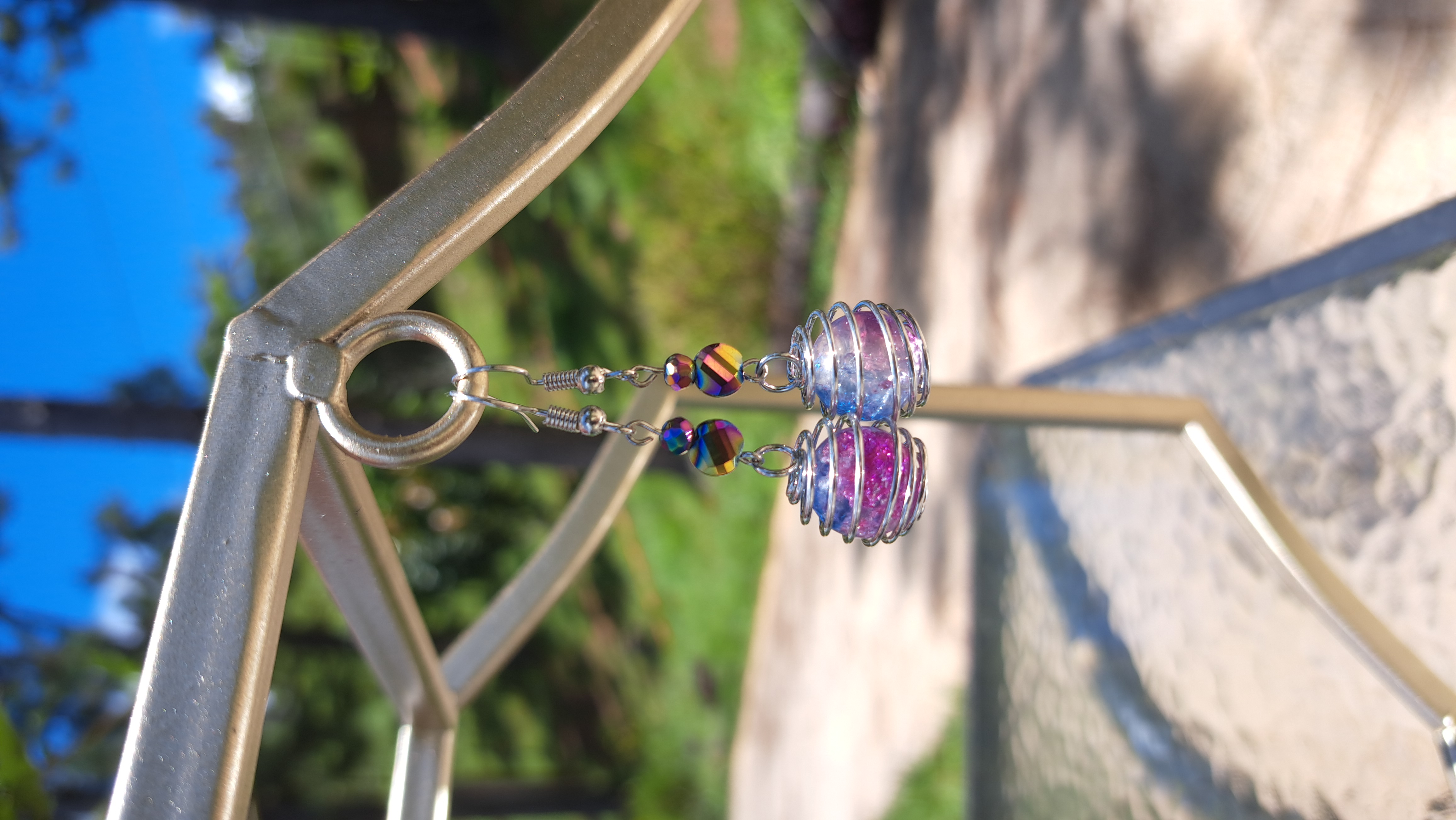 Hanging caged earrings