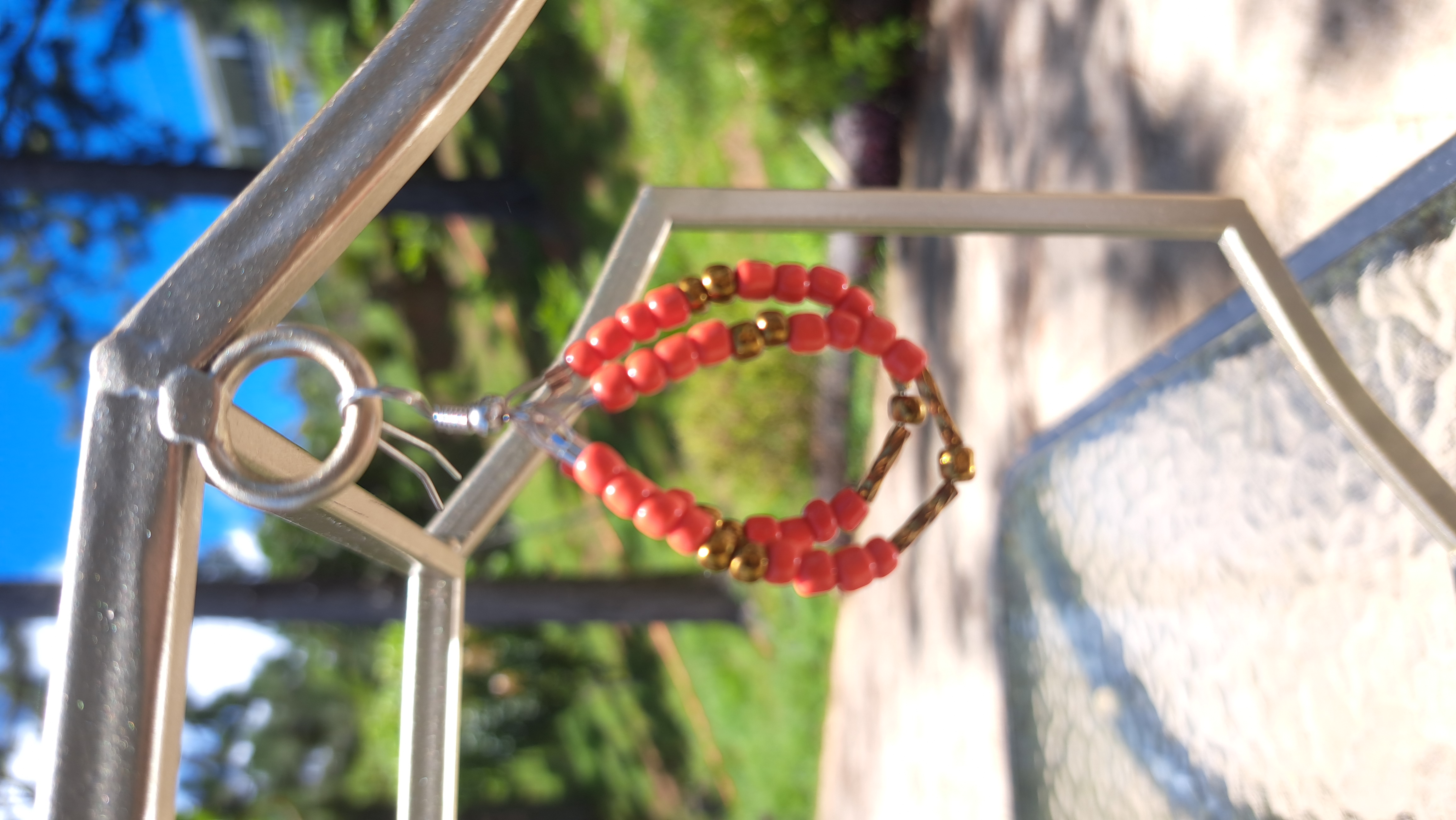 Handmade Elongated beaded earrings