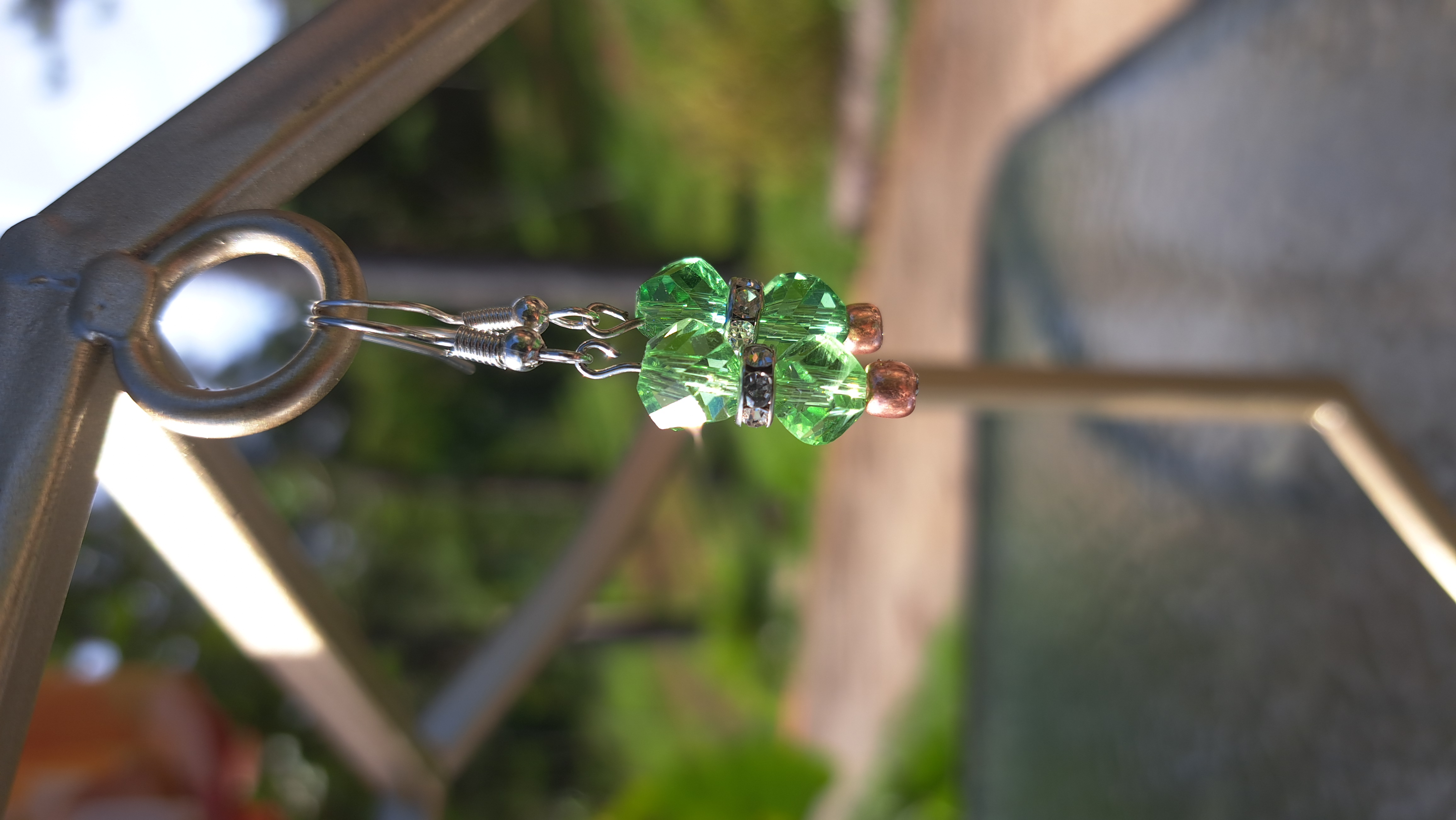 Handmade Green Gem Earrings