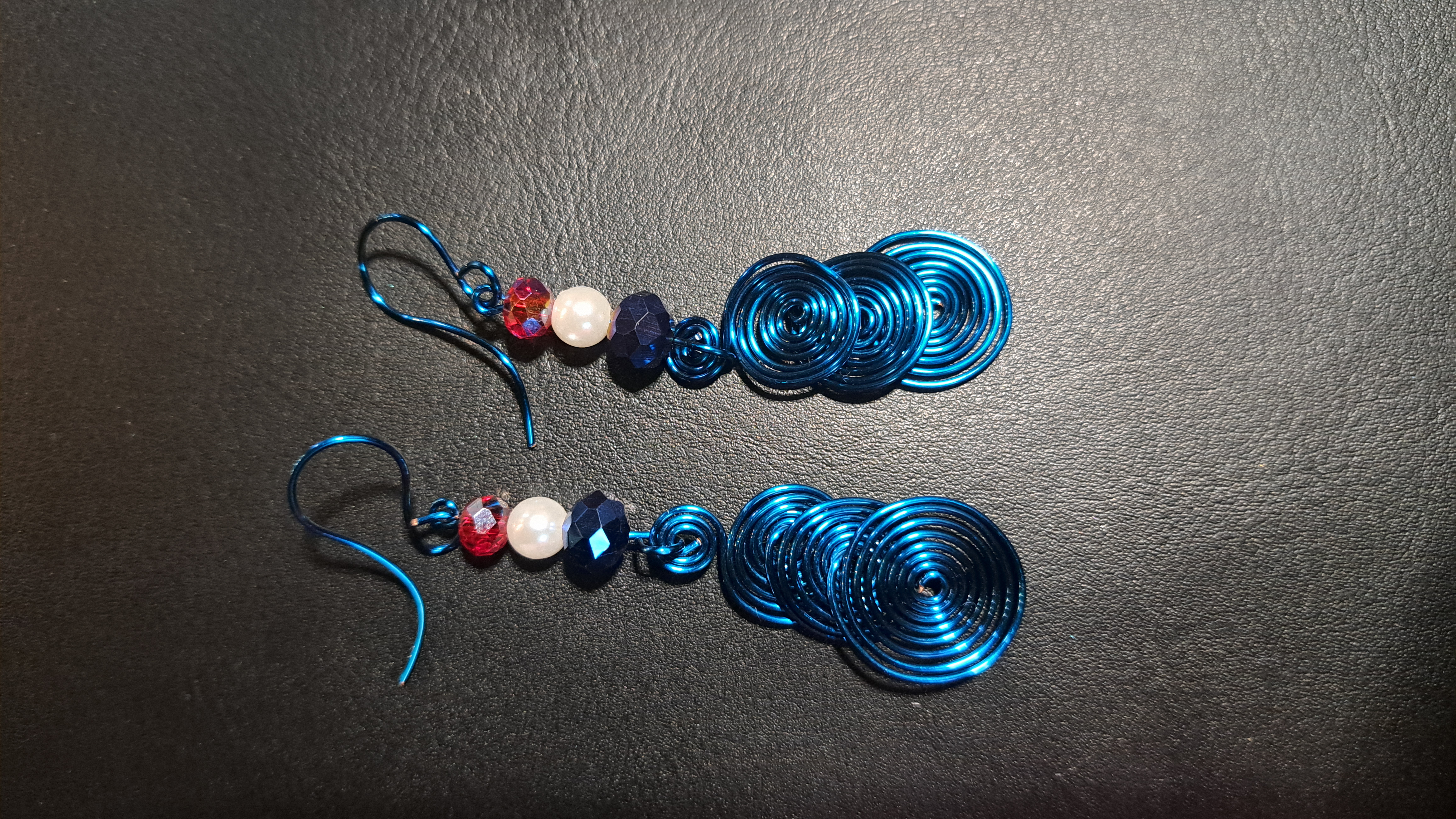 patriotic Blue Spiral Earrings