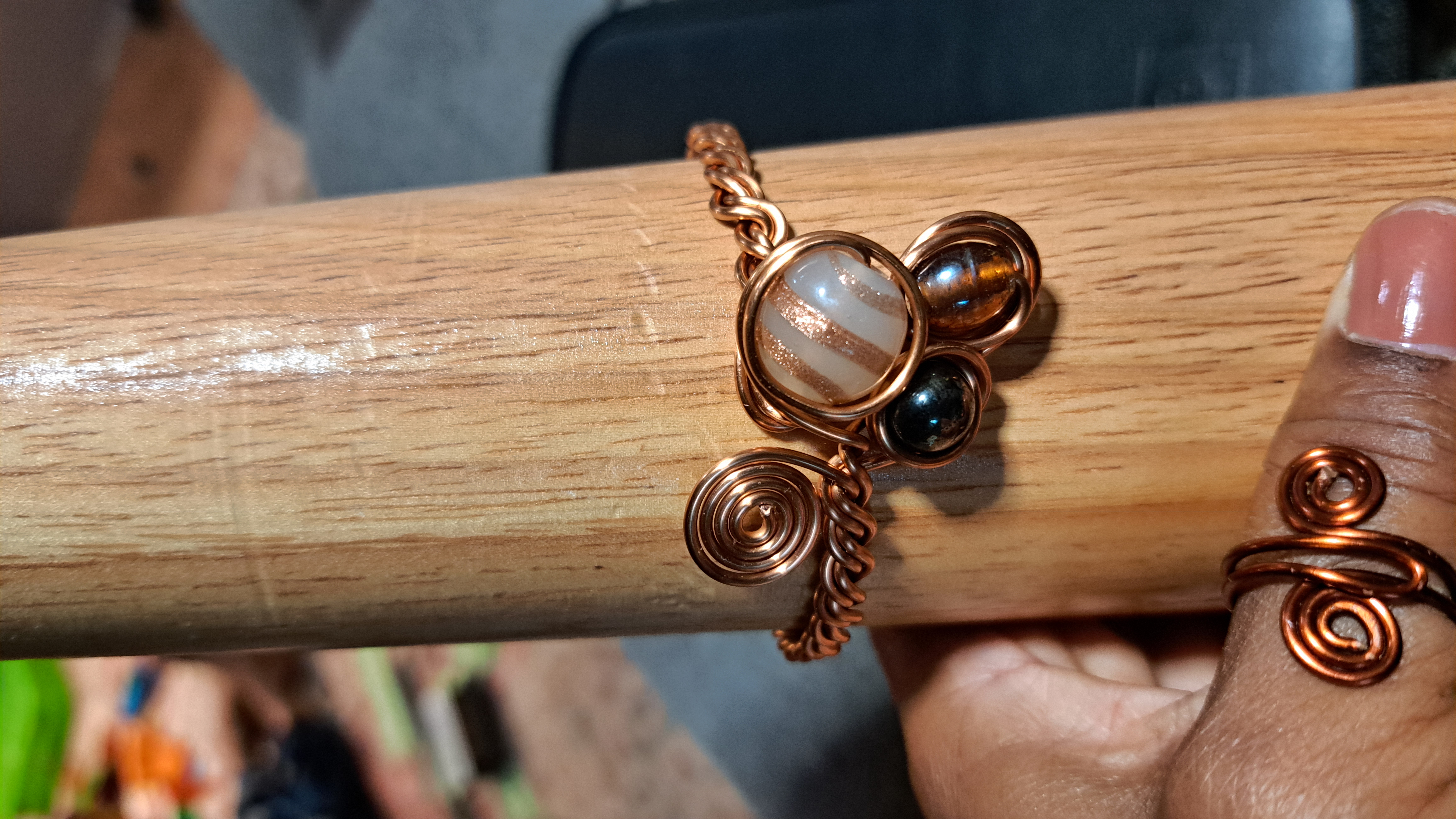 Multi beaded copper braided bracelet 2