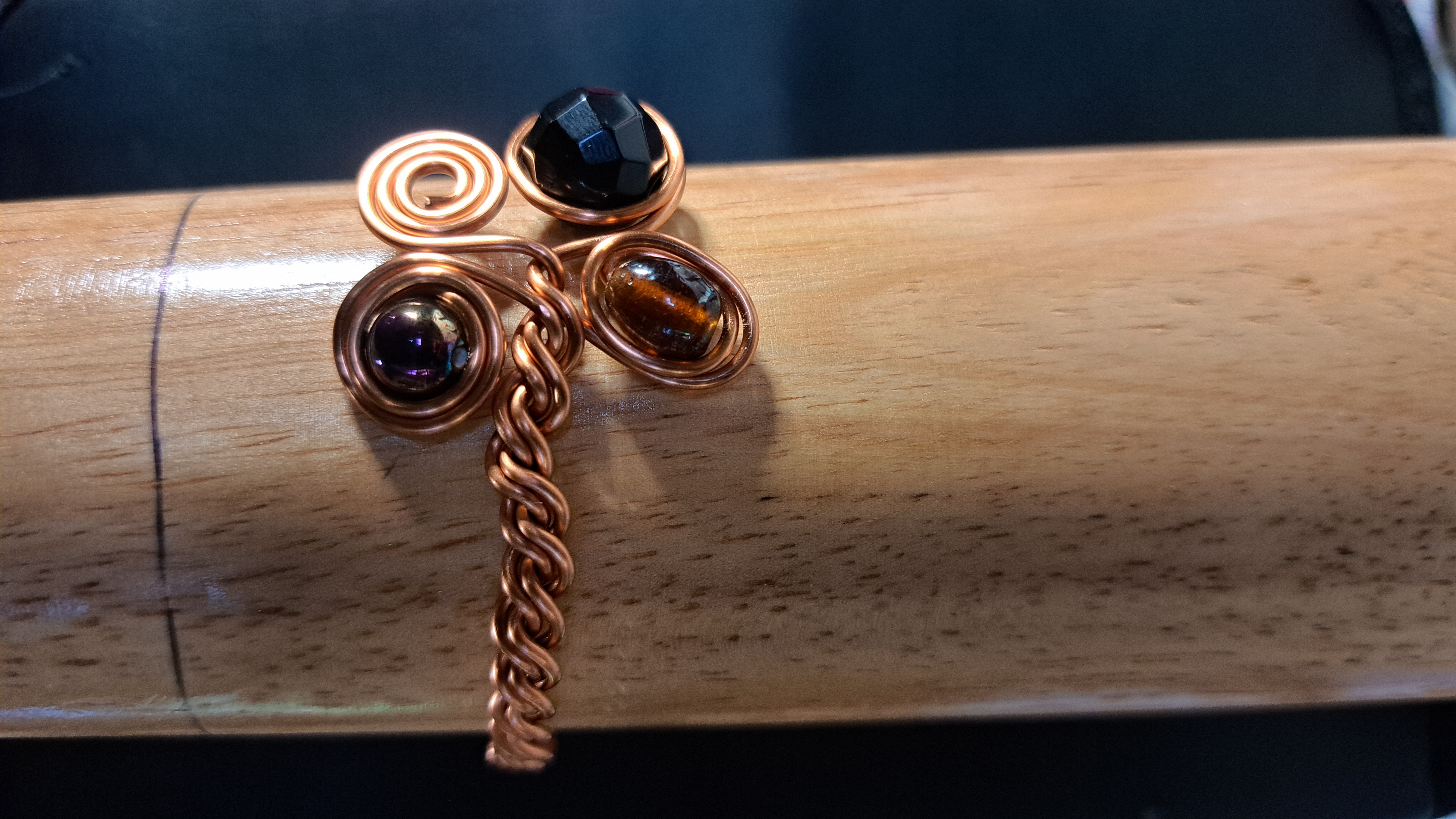 Handmade beaded Copper braided cuff bracelet