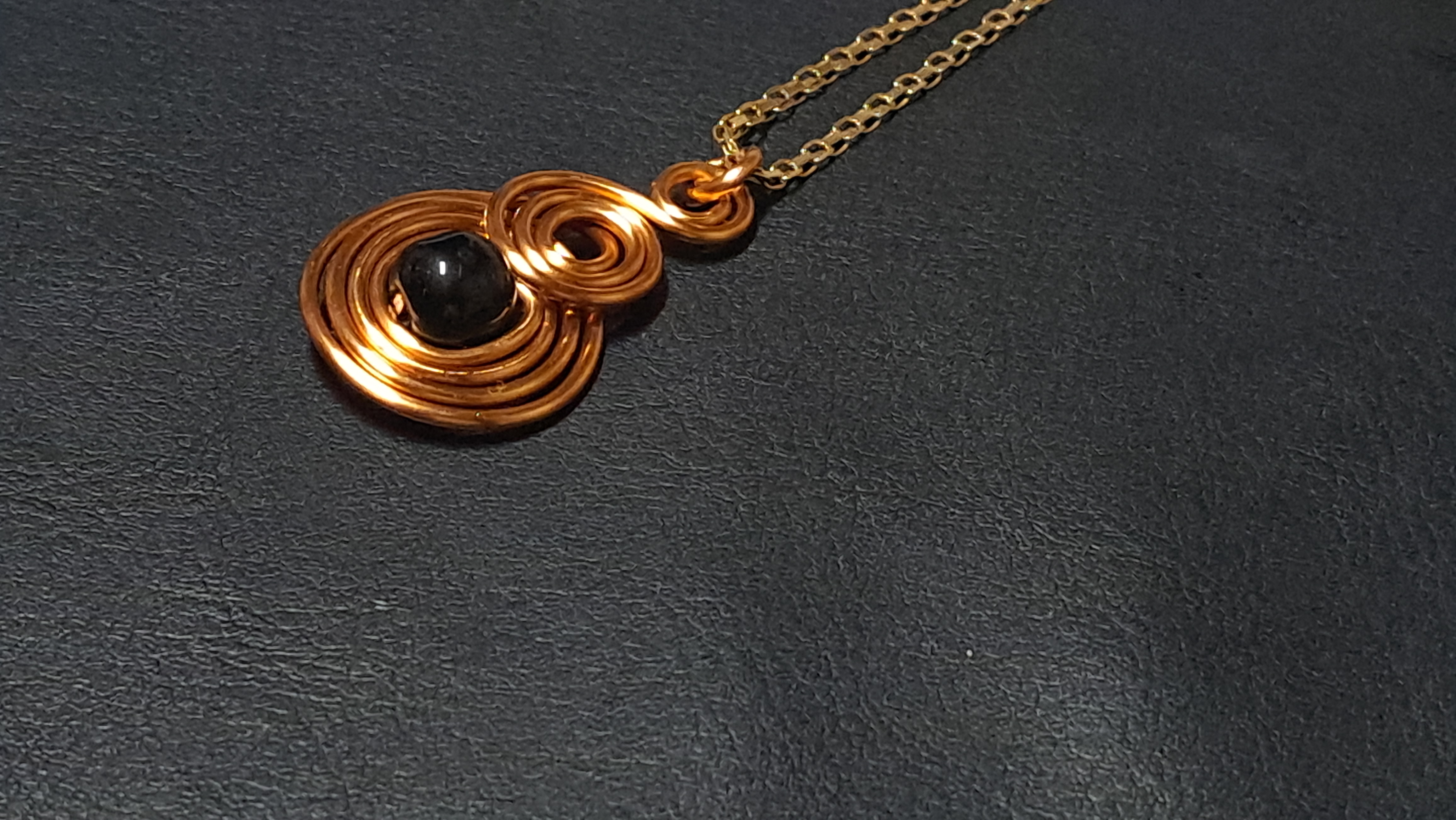 Handcrafted Copper Wire Pendant with stone