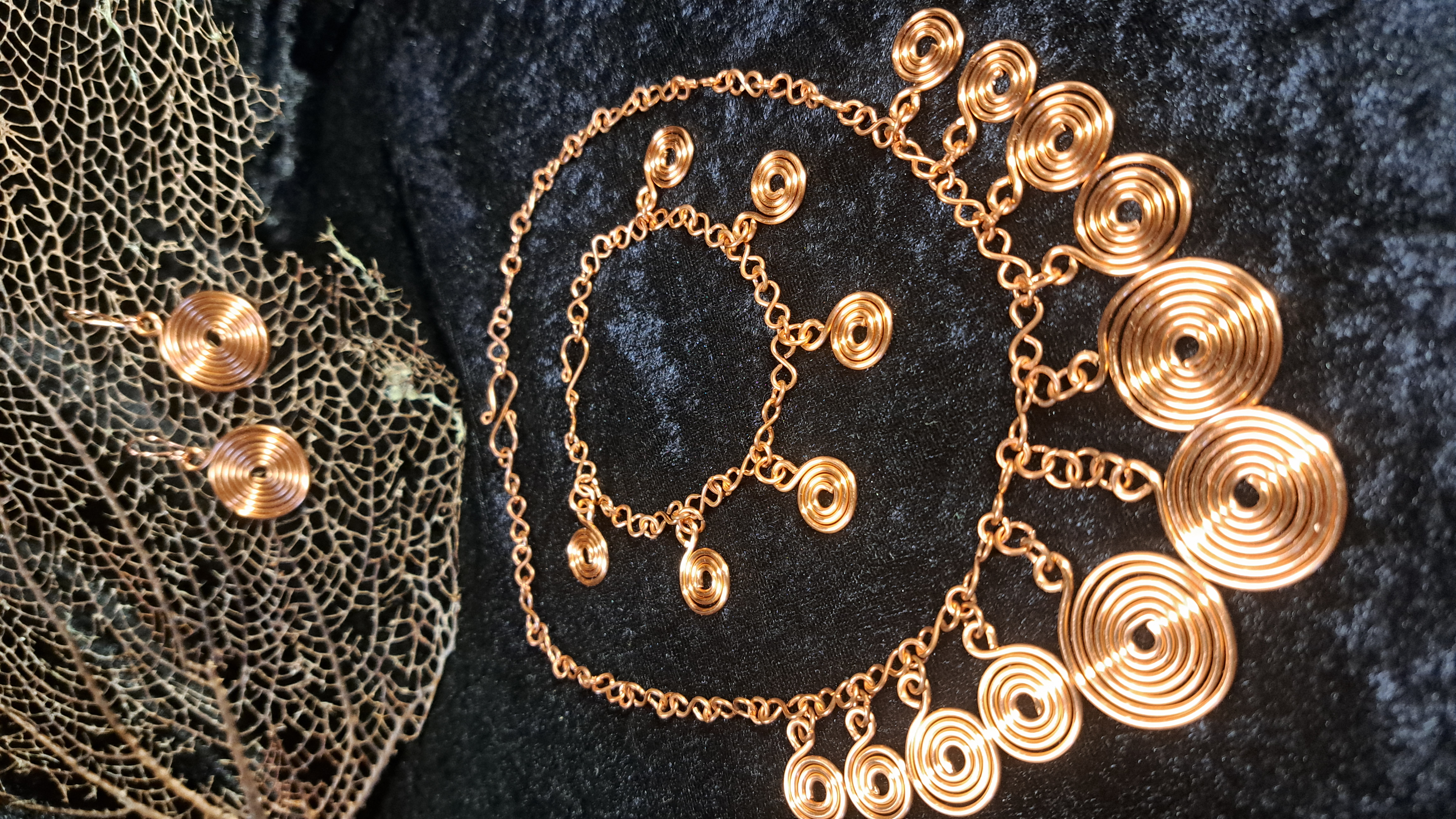Handcrafted Copper Spiral Jewelry Set