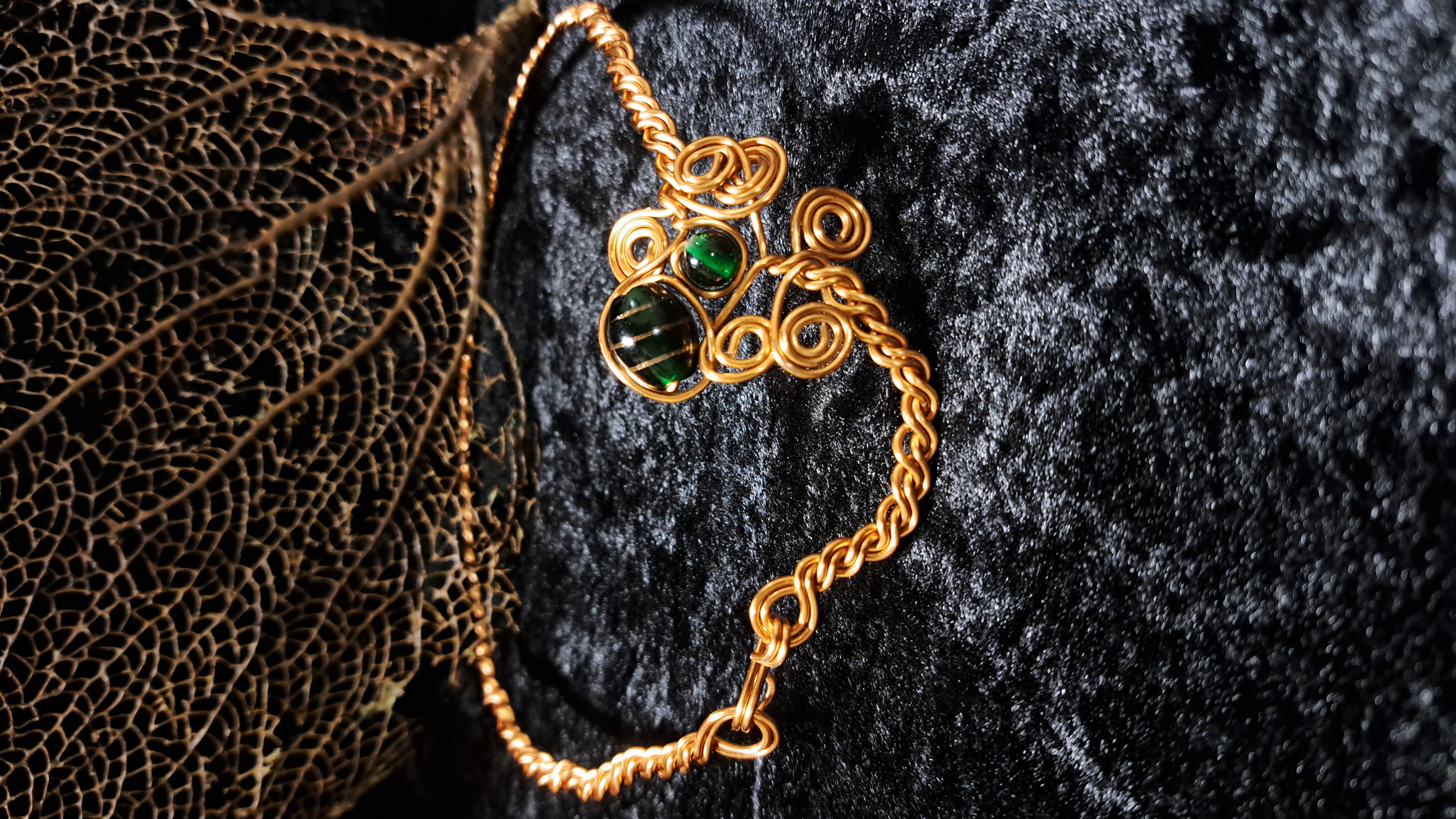 Handmade Copper Braided Beaded spiral Collar Wrapped Necklace