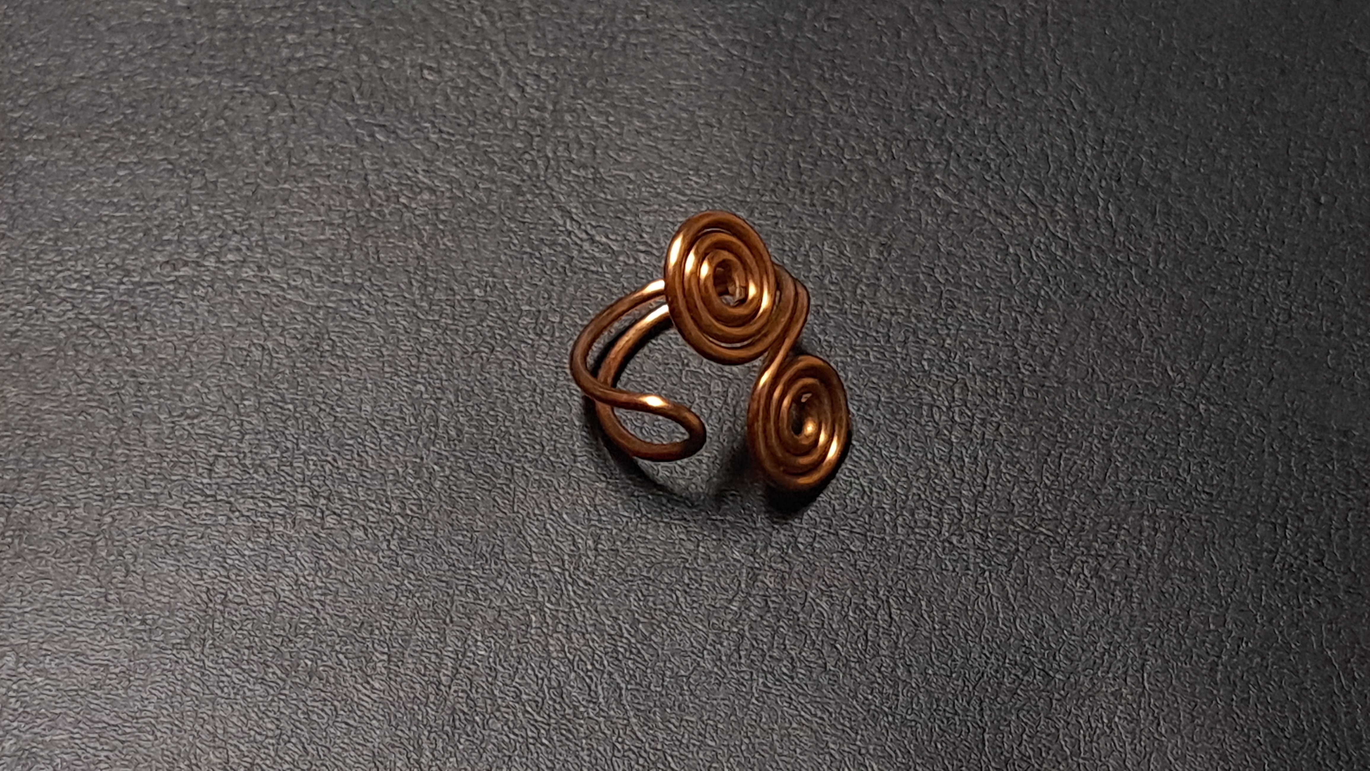Handcrafted semi circle Copper Wire Spiral Ring