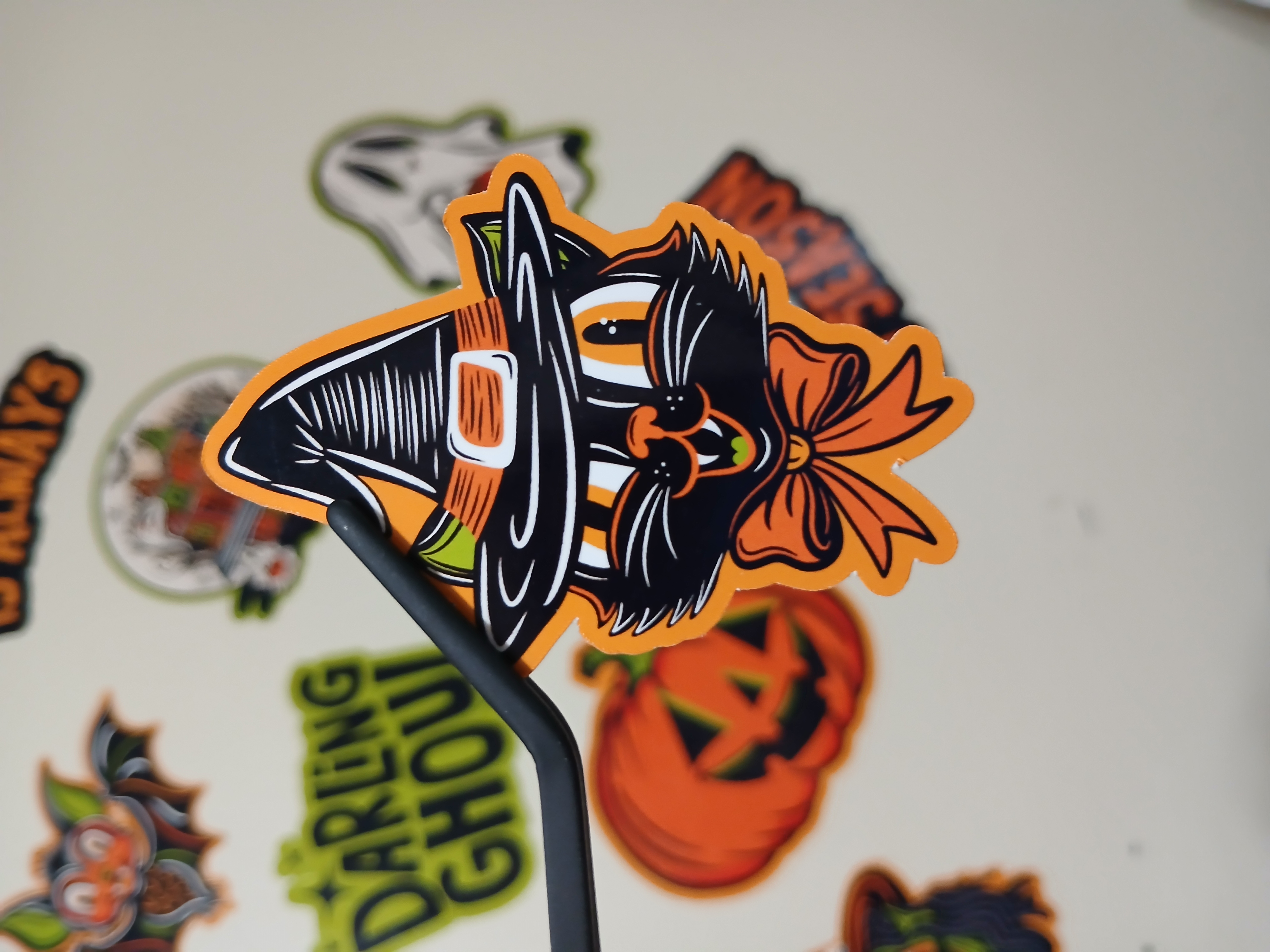 Spooky Season Cute Halloween Black Cat Witch Vinyl Decal Sticker
