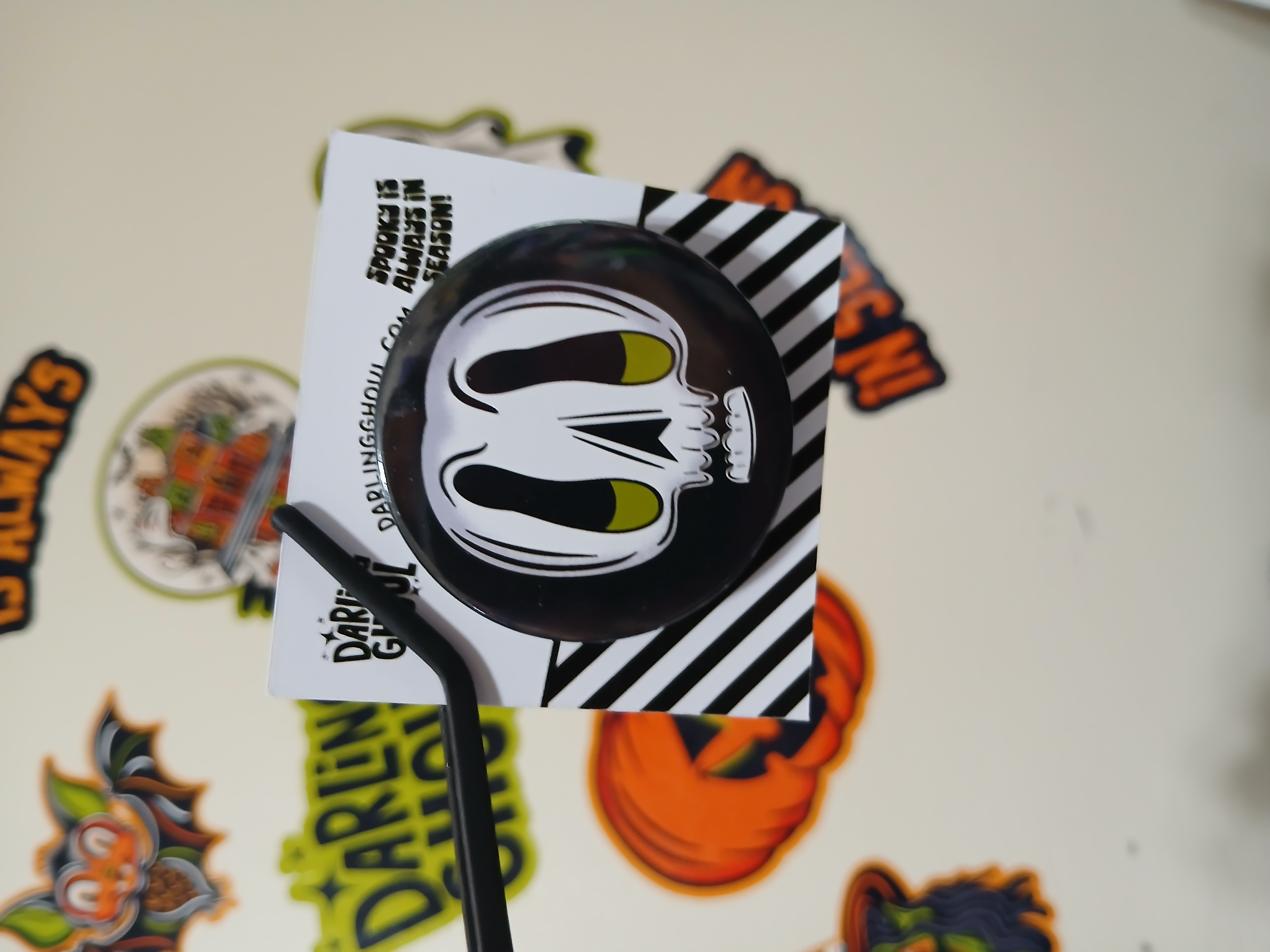Spooky Season Cute Halloween Skull Pinback Button Badge
