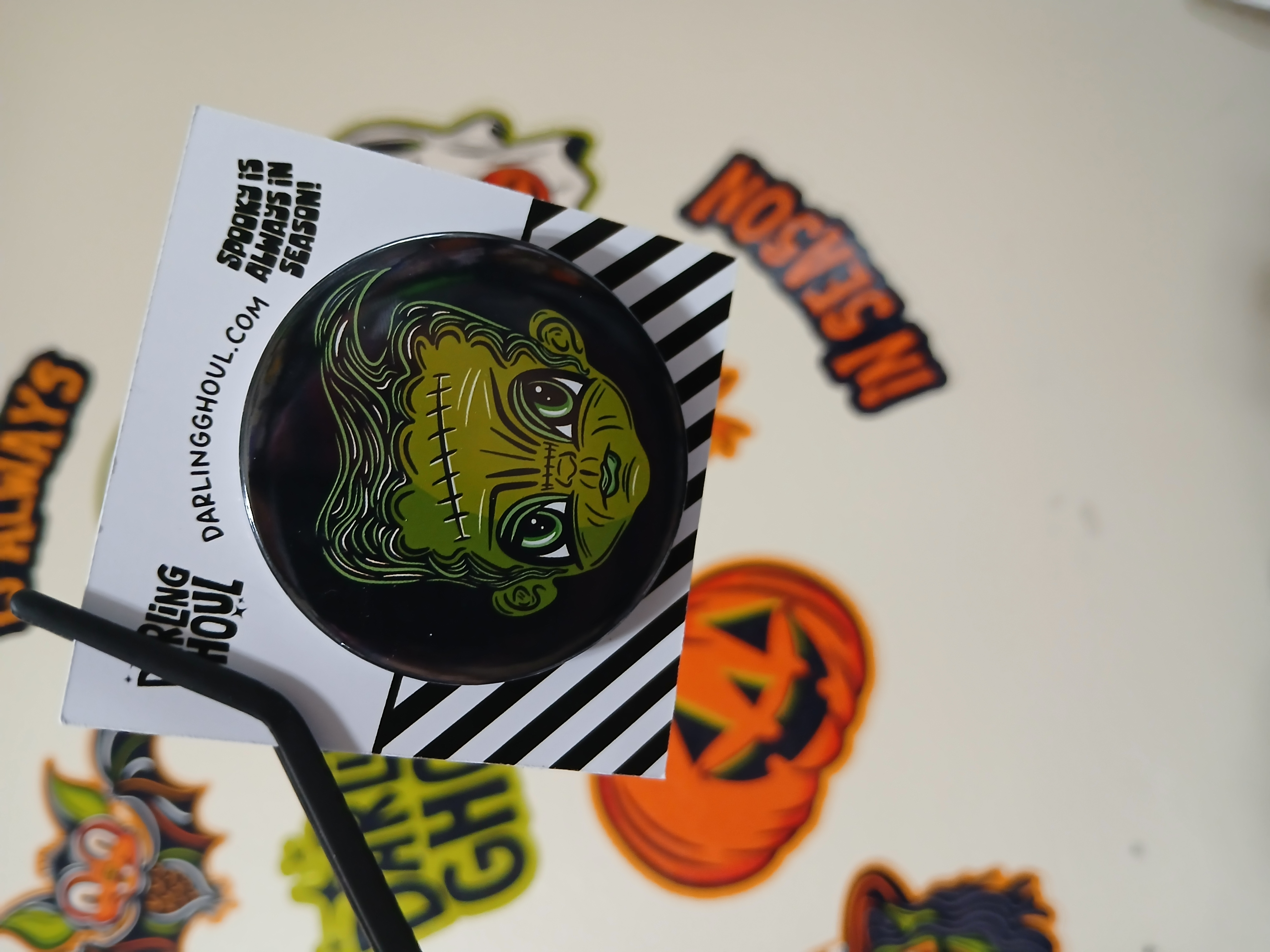 Spooky Season Cute Halloween Zombie Monster Pinback Button Badge