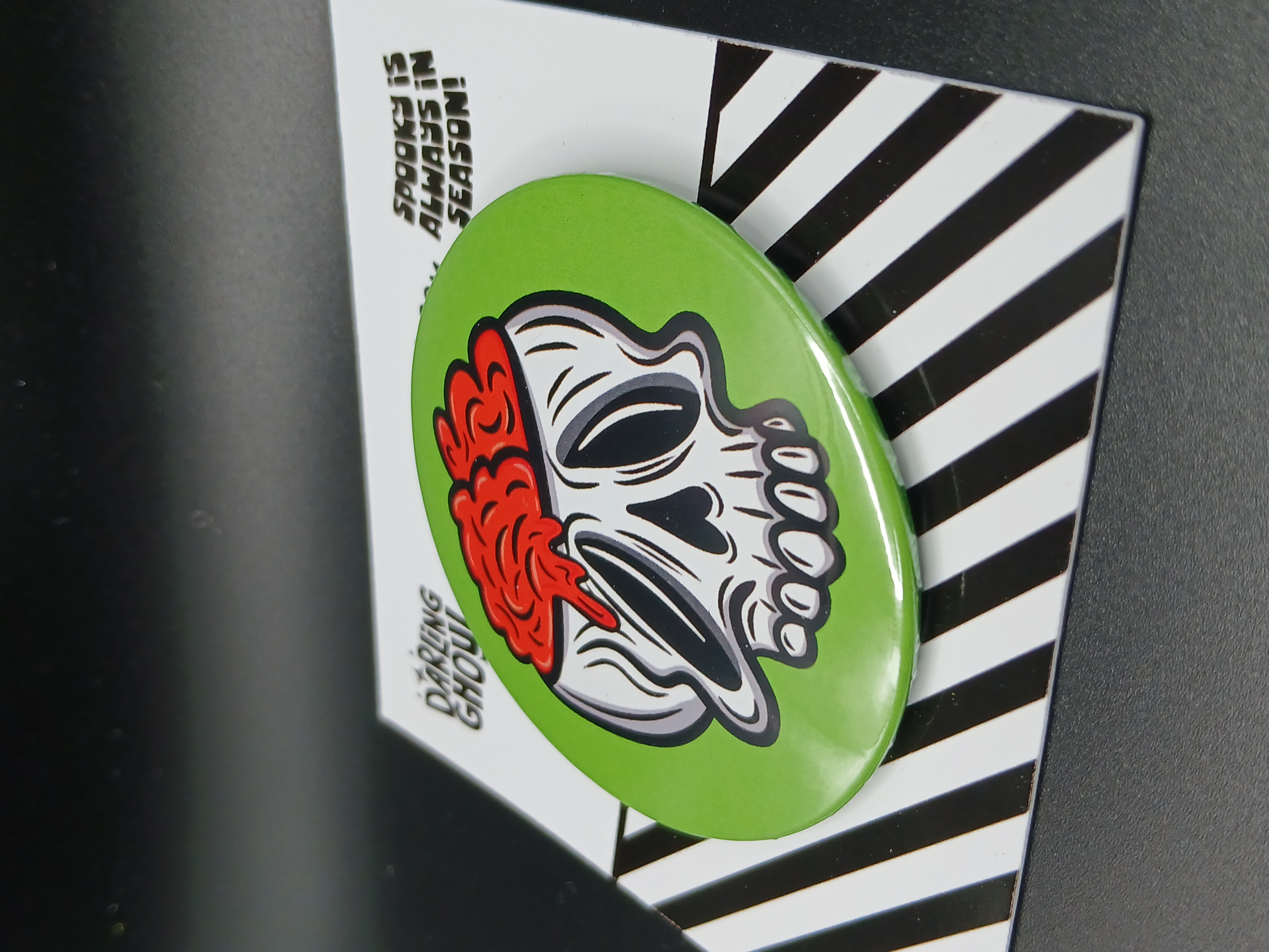 Spooky Season Cute Halloween Skull with Brain Pinback Button Badge