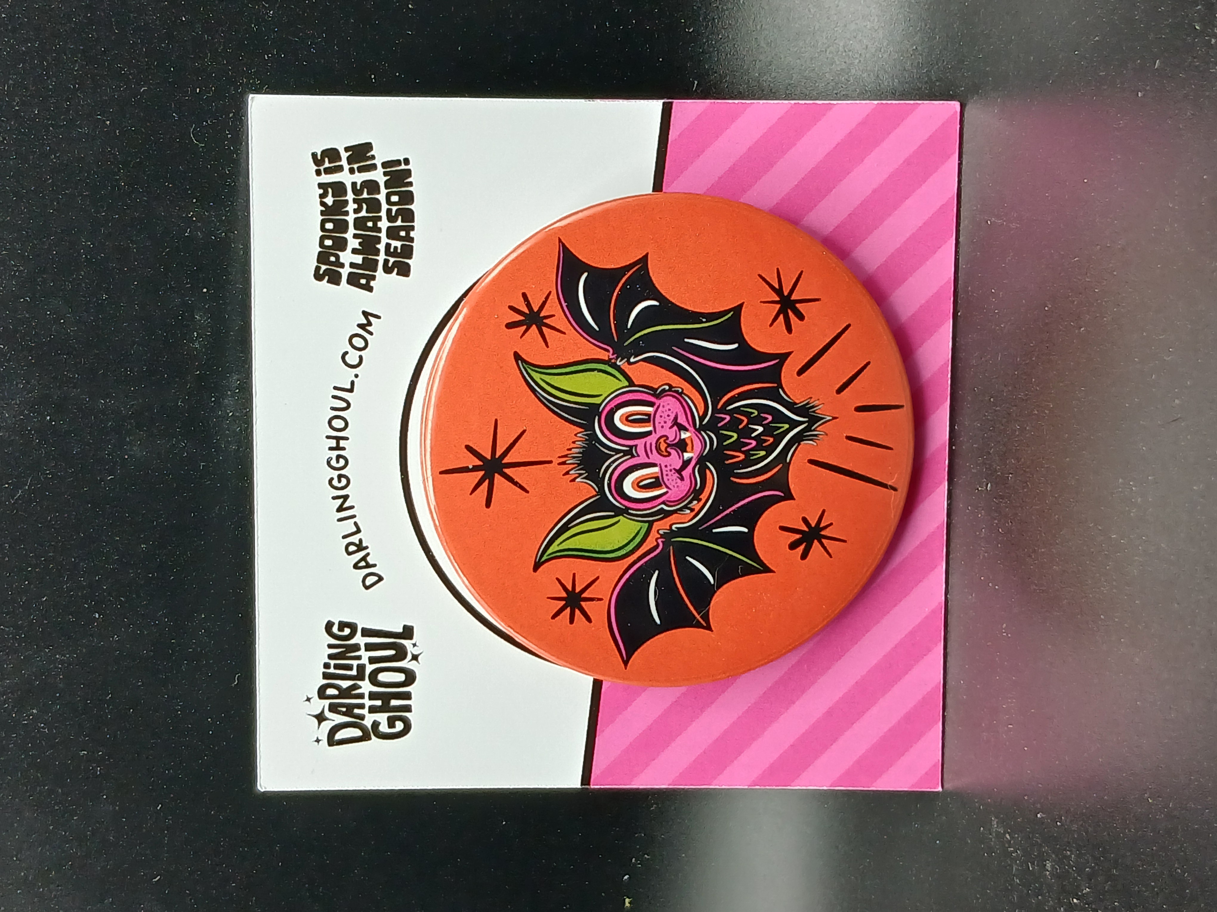 Spooky Season Cute Halloween Gothic Bat Pinback Button Badge