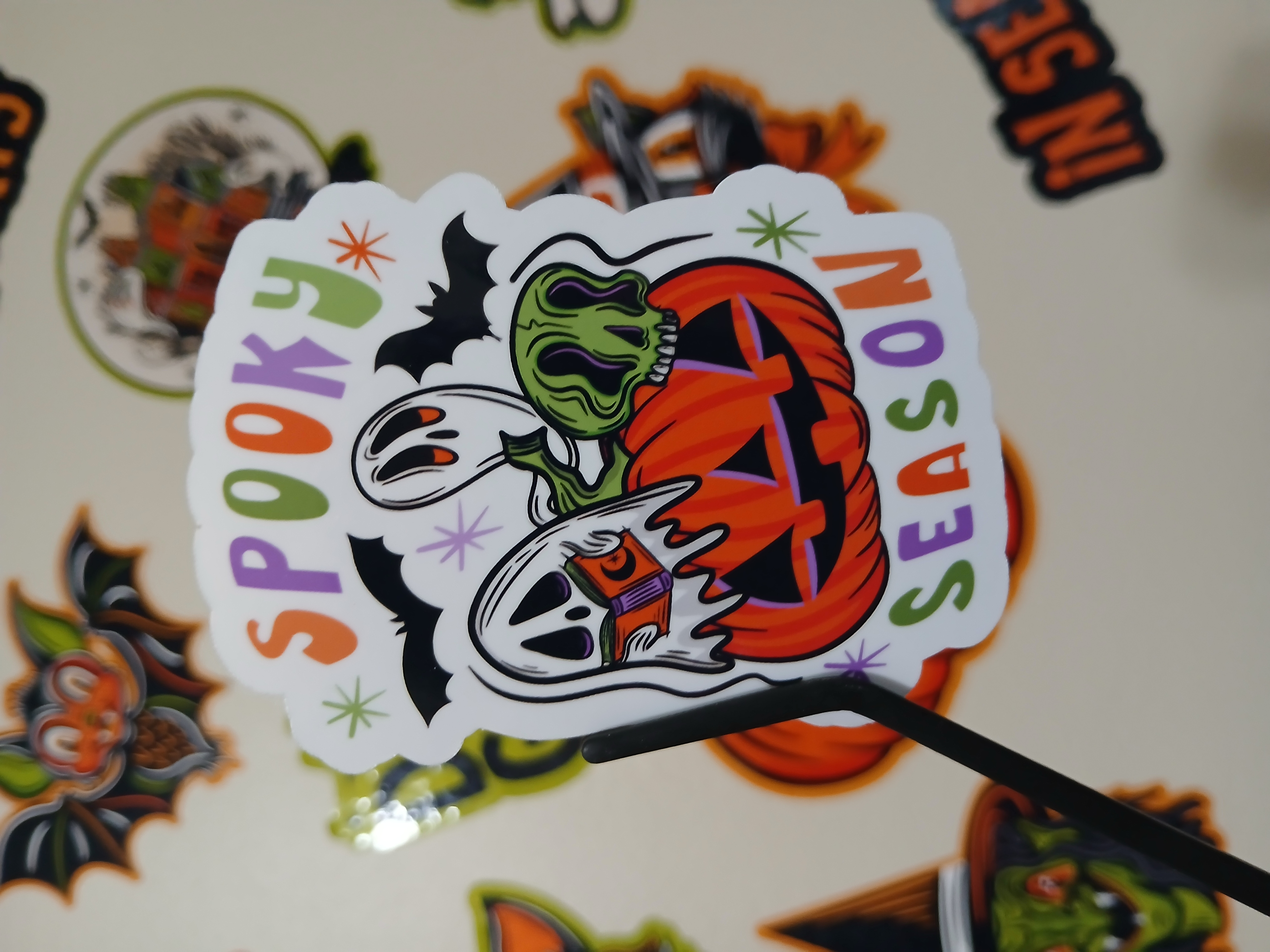 Spooky Season Cute Halloween Jack-o-Lantern, Bats, Skull, Ghosts Vinyl Decal Sticker