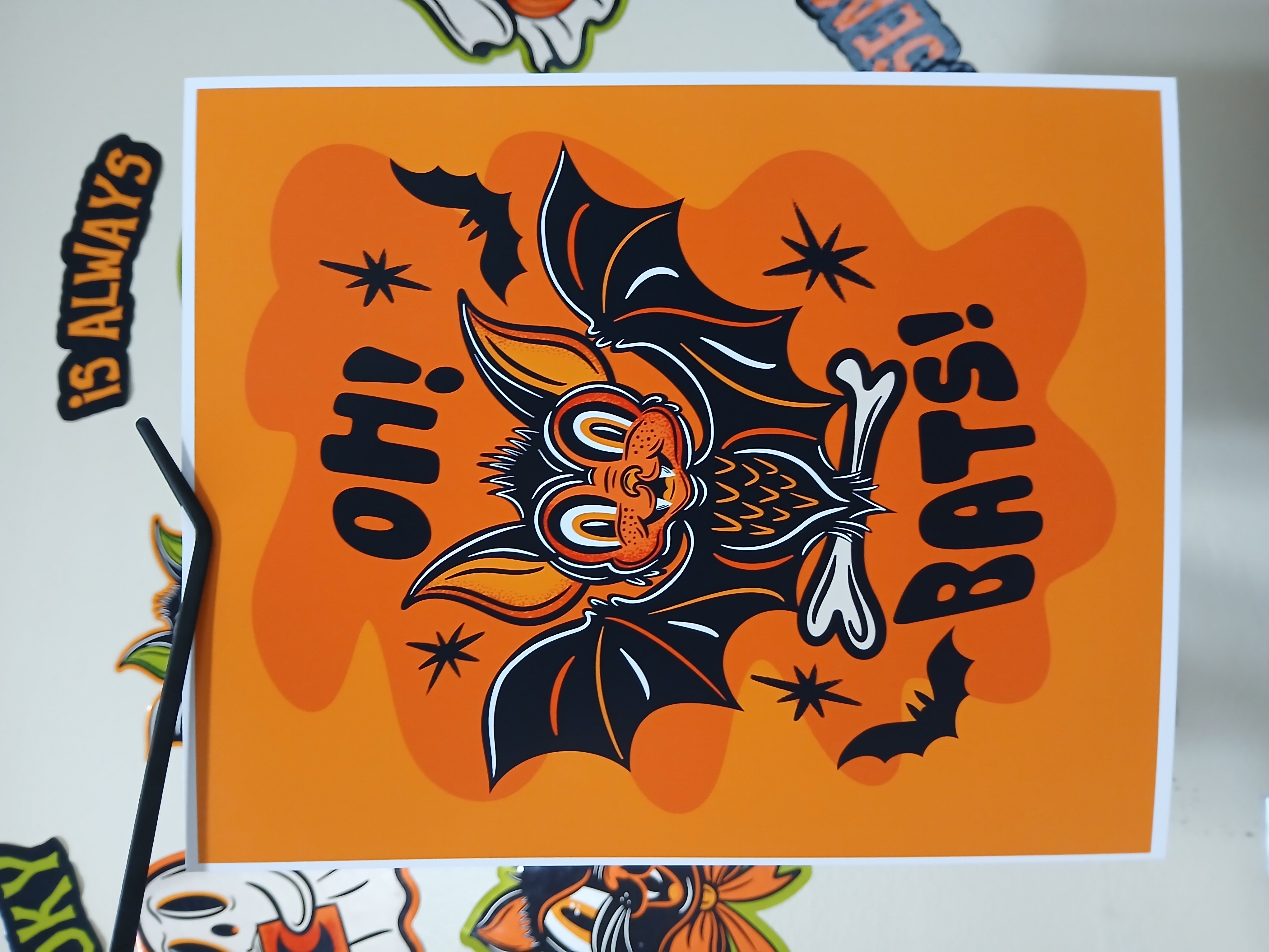 Spooky Bats Halloween Wall Decor Art Print