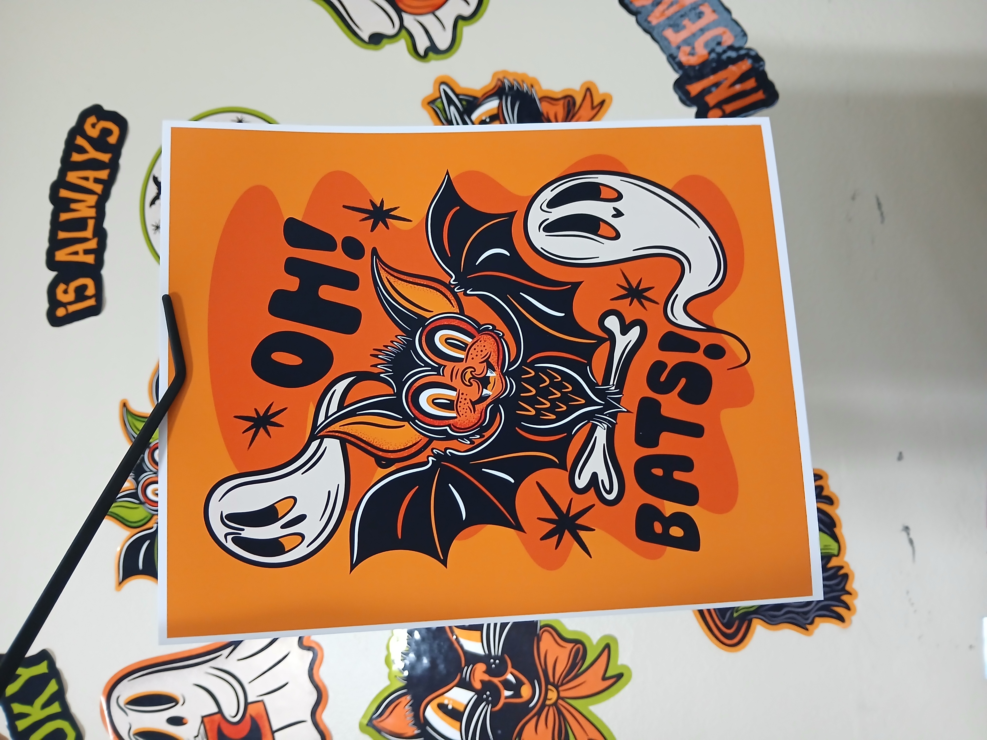 Spooky Bats and Ghosts Halloween Wall Decor Art Print