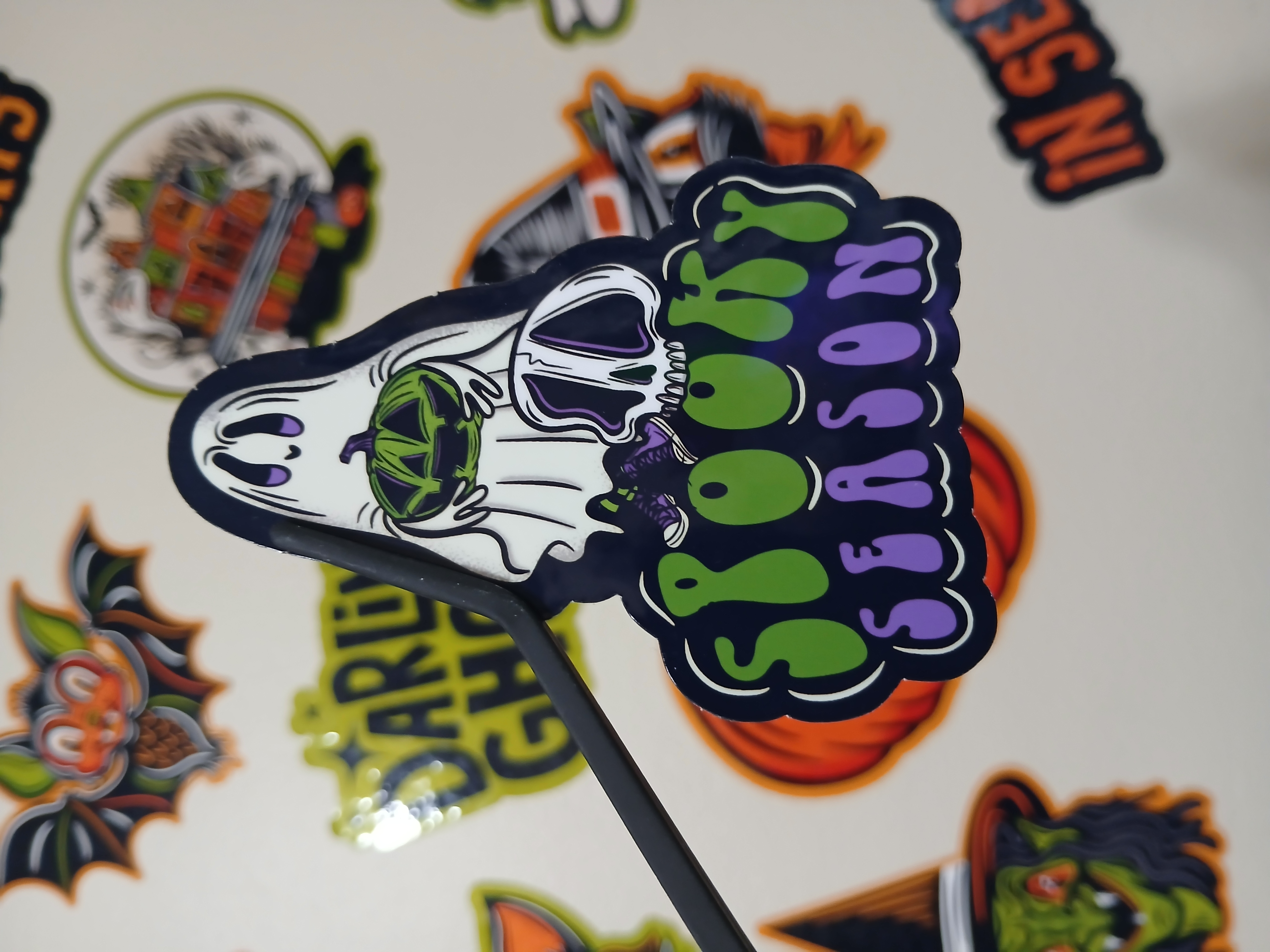 Spooky Season Cute Halloween Sheet Ghost, Skull Vinyl Decal Sticker