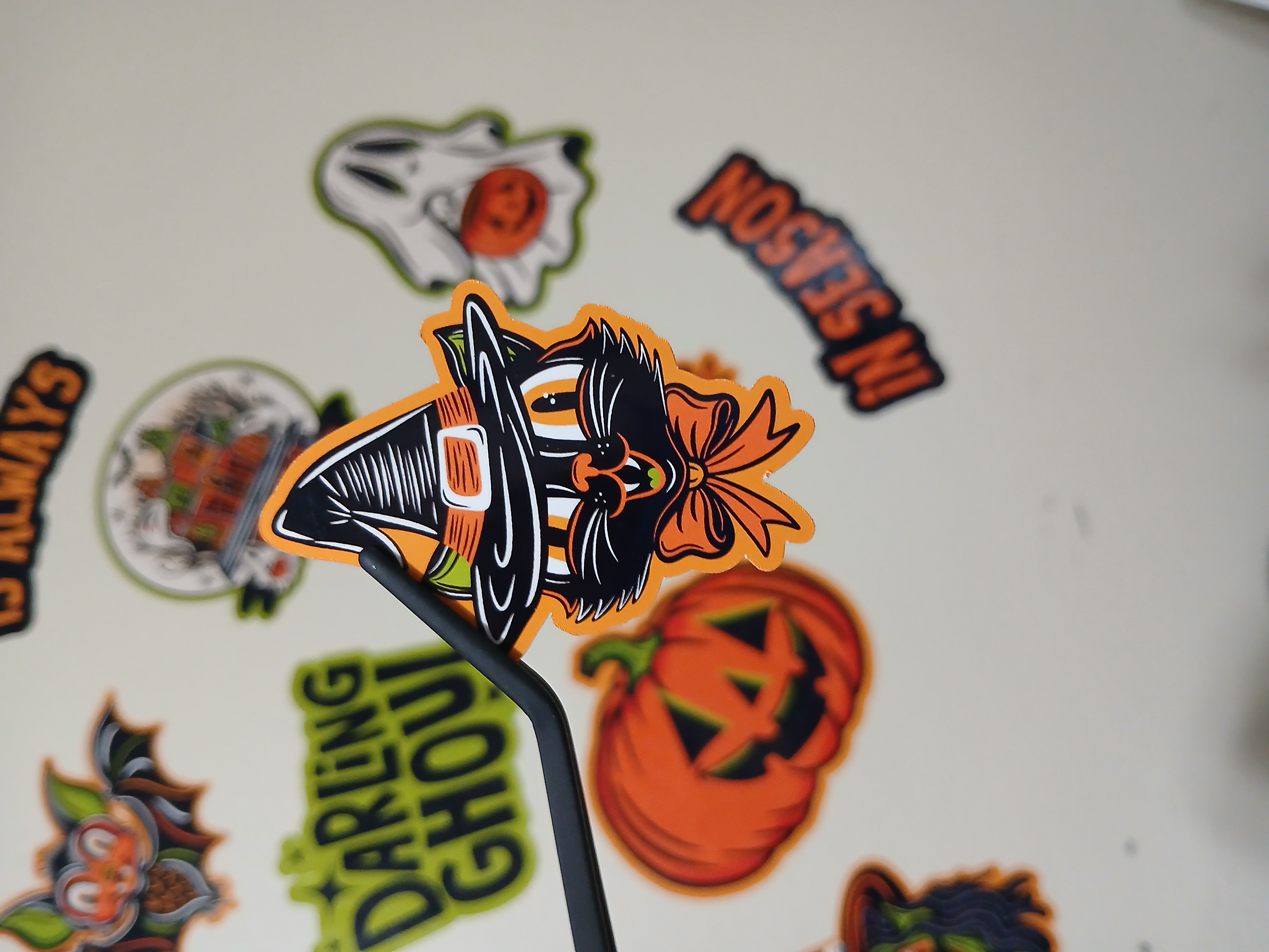 Spooky Season Cute Halloween Black Cat Witch Vinyl Decal Sticker