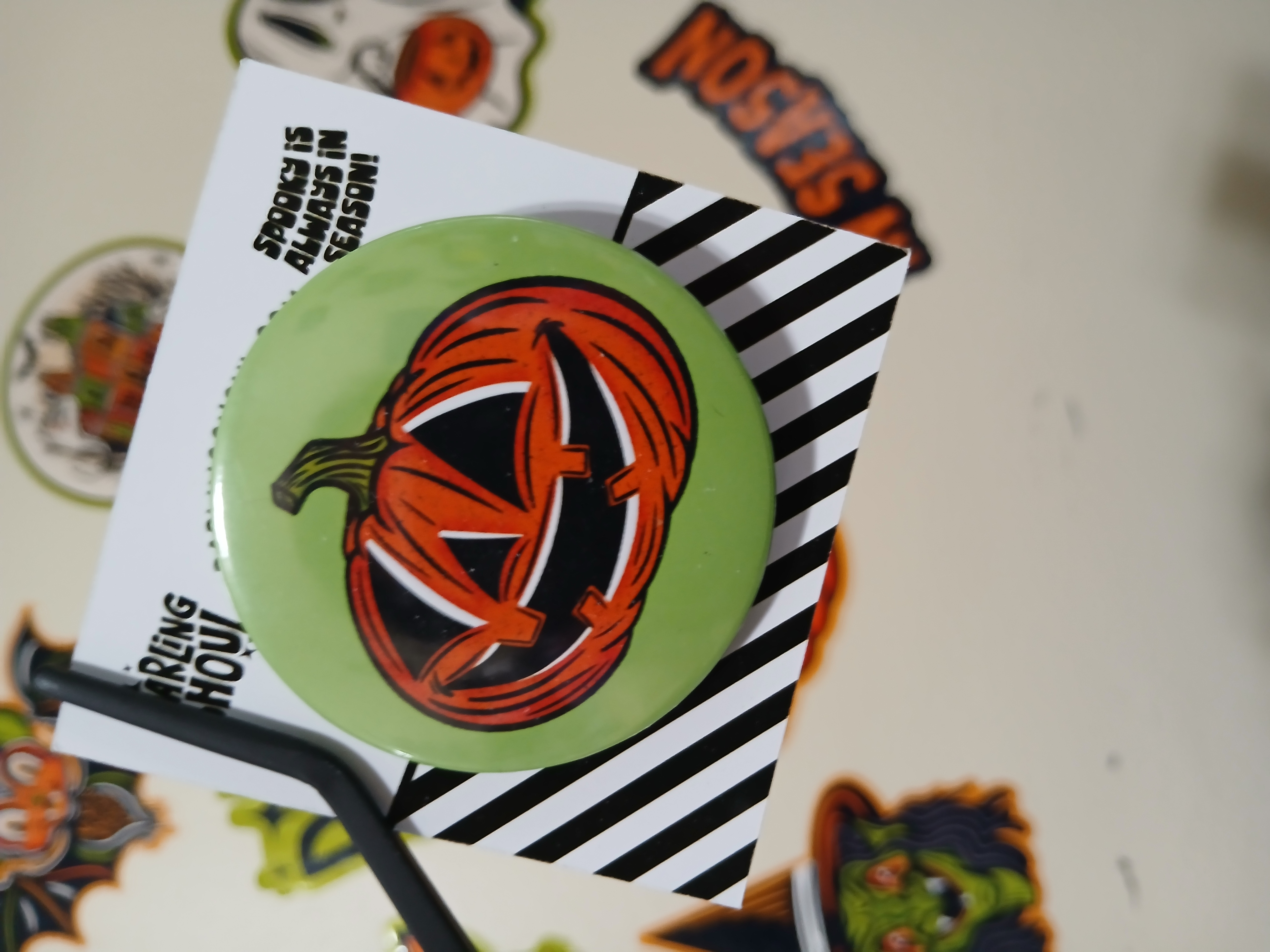 Spooky Season Cute Halloween Jack-o-Lantern Pinback Button Badge