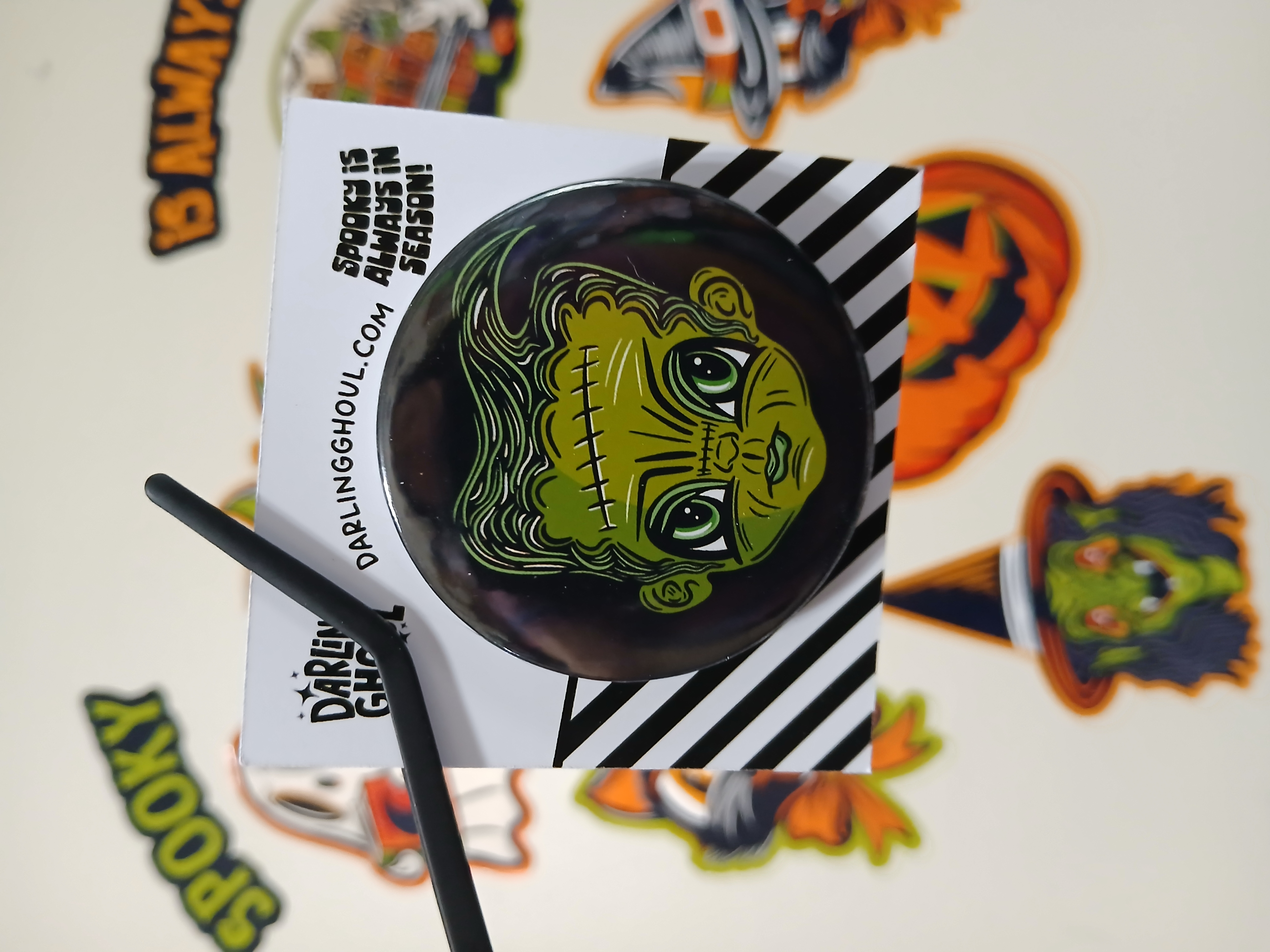 Spooky Season Cute Halloween Zombie Monster Pinback Button Badge