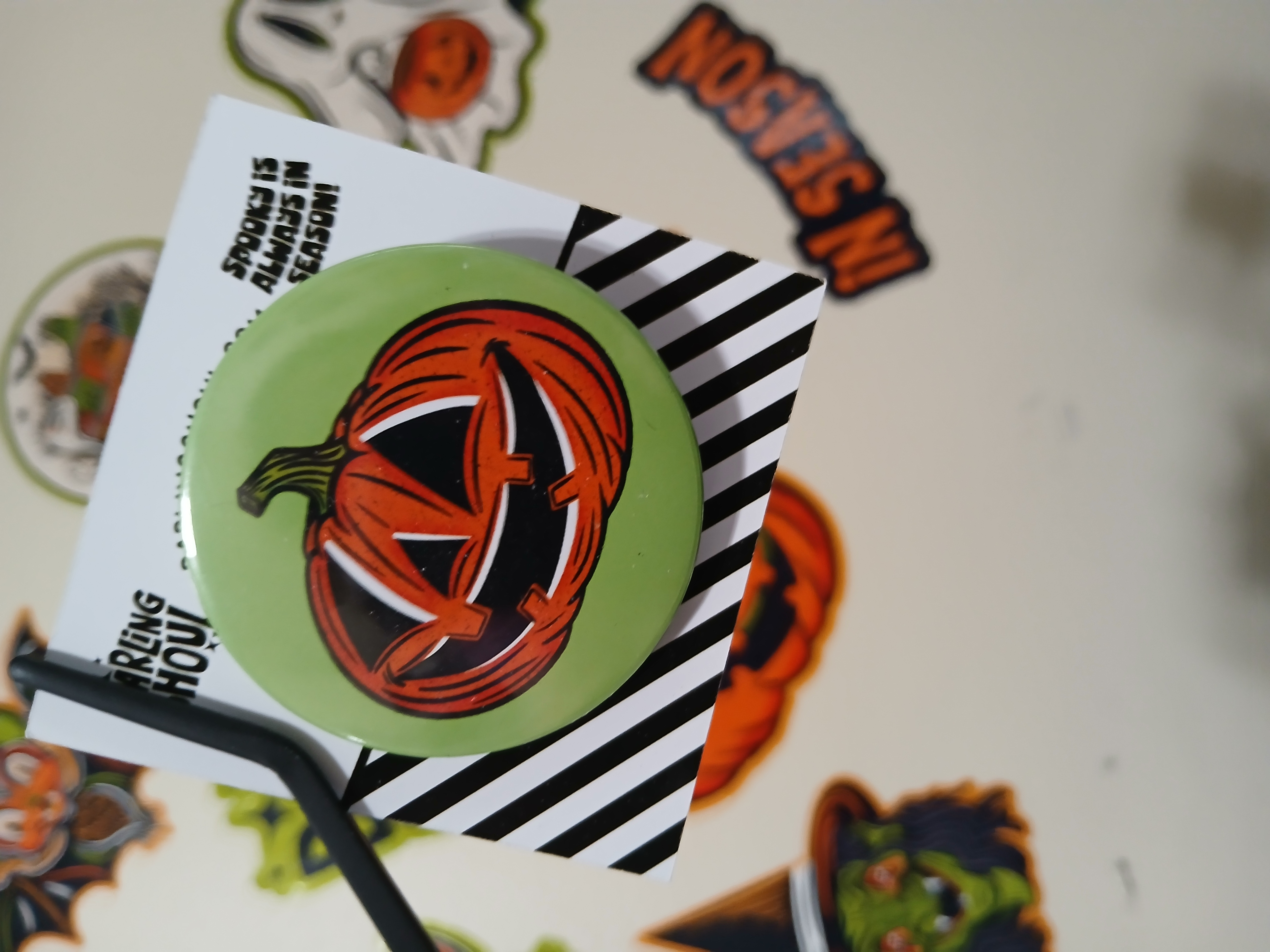 Spooky Season Cute Halloween Jack-o-Lantern Pinback Button Badge